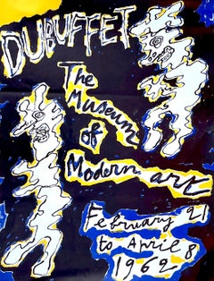 Dubuffet: El Museo de Arte Moderno cartel vintage abstracto moderno de mediados de siglo 