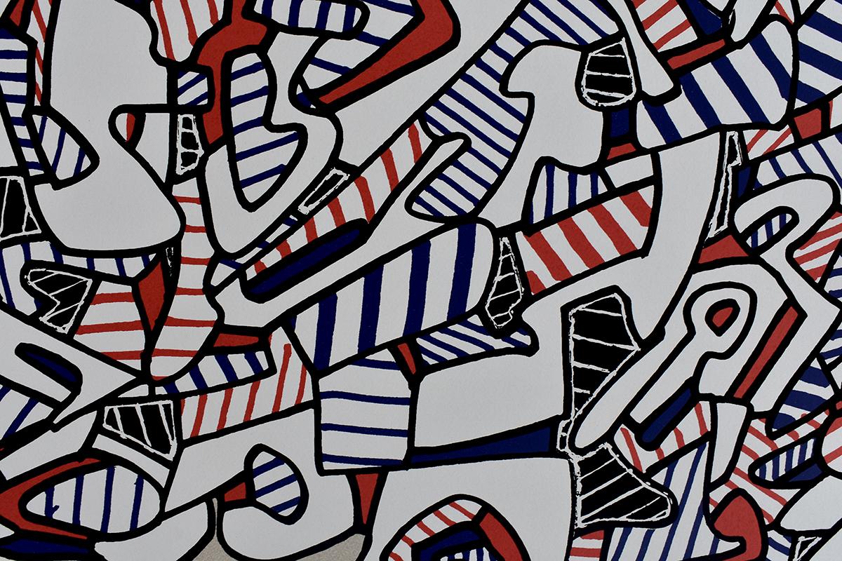Galloping-Renn, von: Fables –  Französische urbane Street Art Pop-Art (Grau), Abstract Print, von Jean Dubuffet