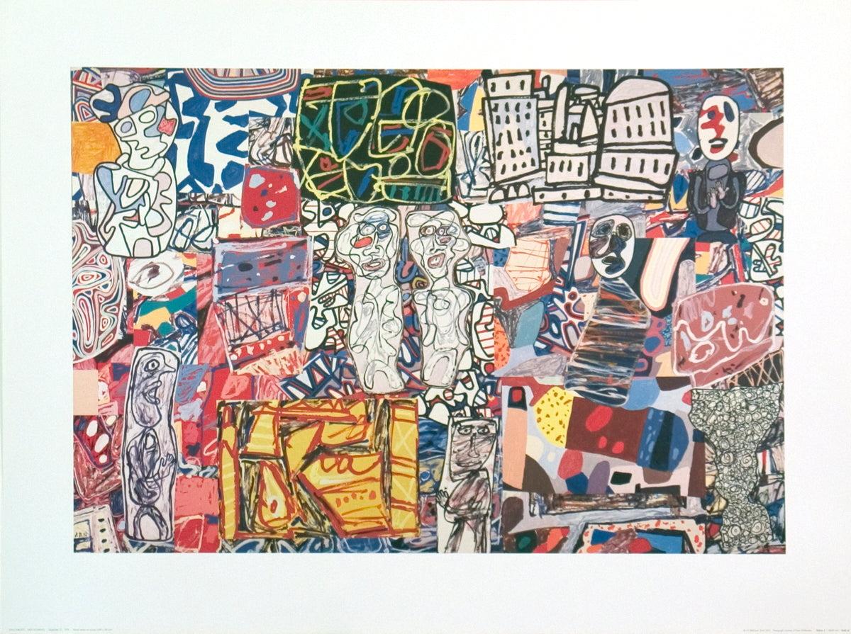 Diese Reproduktion des 1976 von Jean Dubuffet geschaffenen Werks Mêlé Moments wurde in Deutschland von Editions 5 in Düsseldorf gedruckt. Charakteristisch für Dubuffets Art-Brut-Stil sind kühne, strukturierte Formen und eine dynamische Farbpalette,