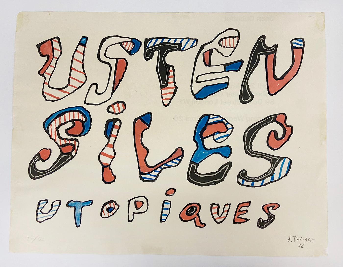 Signed 1960s Jean DUBUFFET print (Jean Dubuffet exhibition poster)  For Sale 1