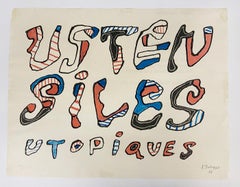 Lámina de Jean DUBUFFET de los años 60 FIRMADA (cartel de exposición de Jean Dubuffet)