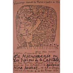 Affiche de l'exposition de Jean Dubuffet en 1950 La Métromanie - Paris