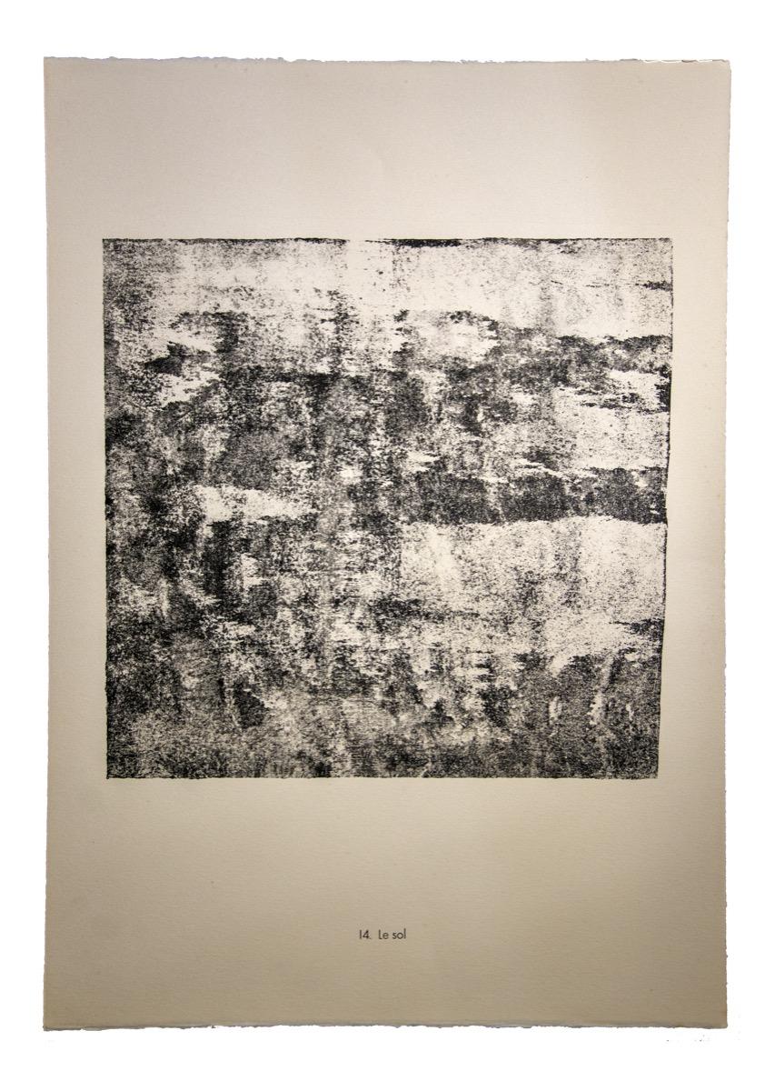 Le Sol è una litografia originale in bianco e nero realizzata dal fondatore francese dell'Art Brut, Jean Dubuffet.

Ottime condizioni.   Dimensioni dell'immagine: 36 x 37,5 cm.

L'opera rappresenta una composizione astratta attraverso tratti forti e