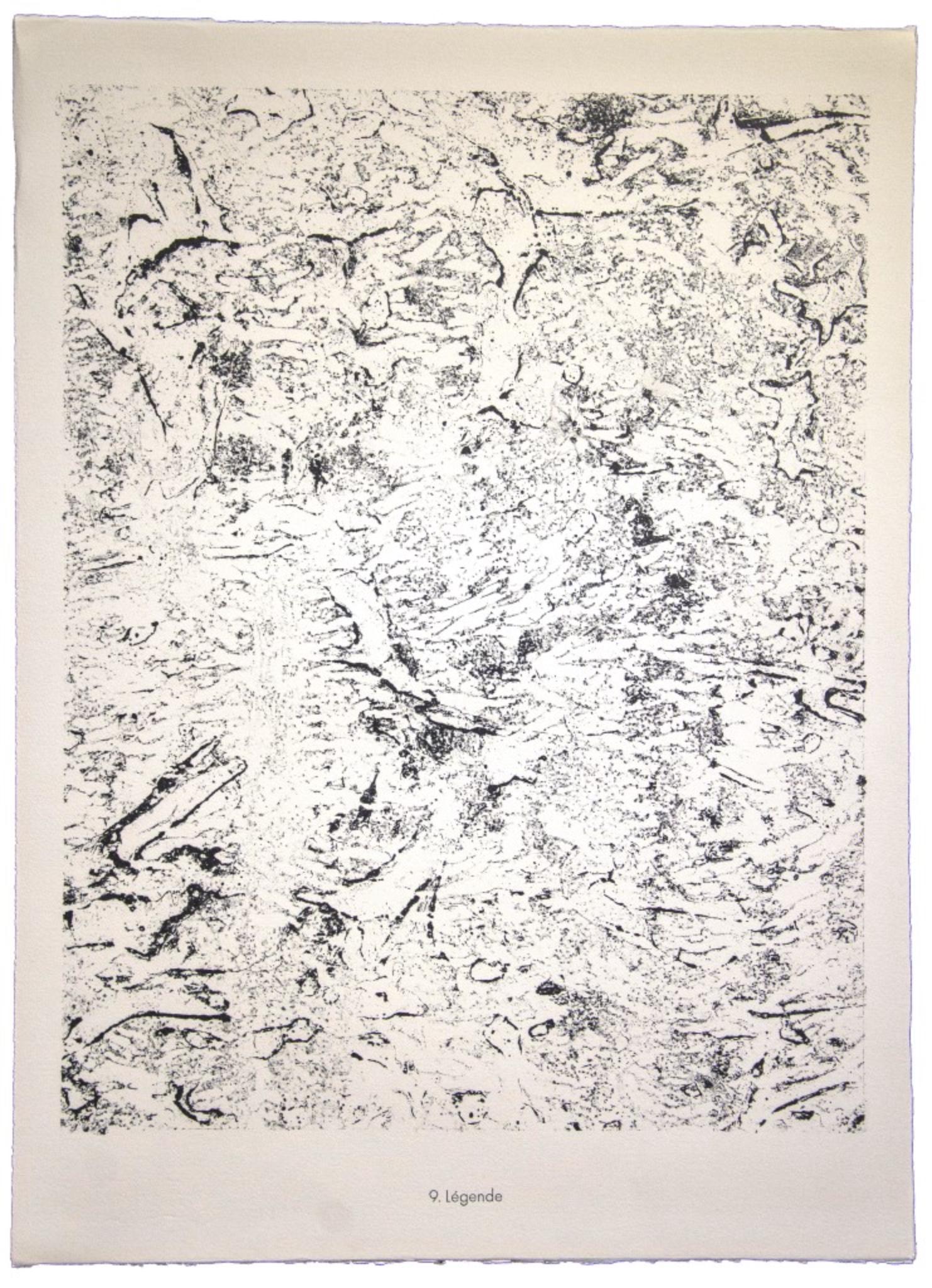 Legende is an original lithograph on watermarked paper "Arc". Abstract composition by the French artist Jean Dubuffet. From the album of "Theatre du sol" (1953-1959). In excellent conditions.

Referements: Cat. Silkeborg n° 332/ Cat. S. Webel n°535.