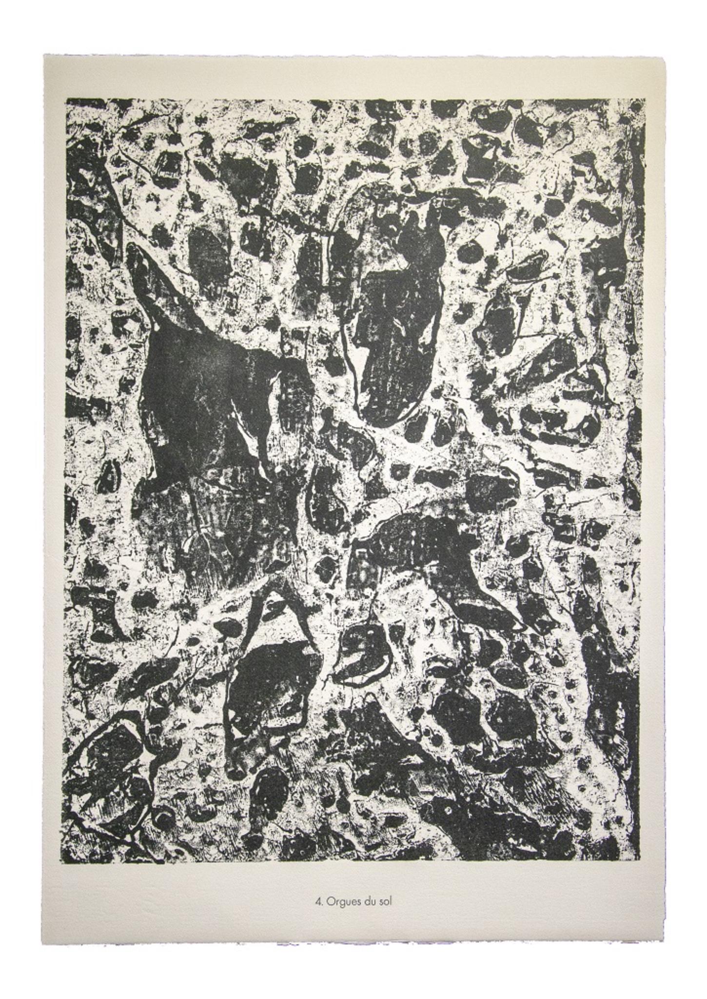 Jean Dubuffet Abstract Print - Orgues du Sol - From Eaux, Pierres, Sable - Original Lithograph by Jean D.- 1959