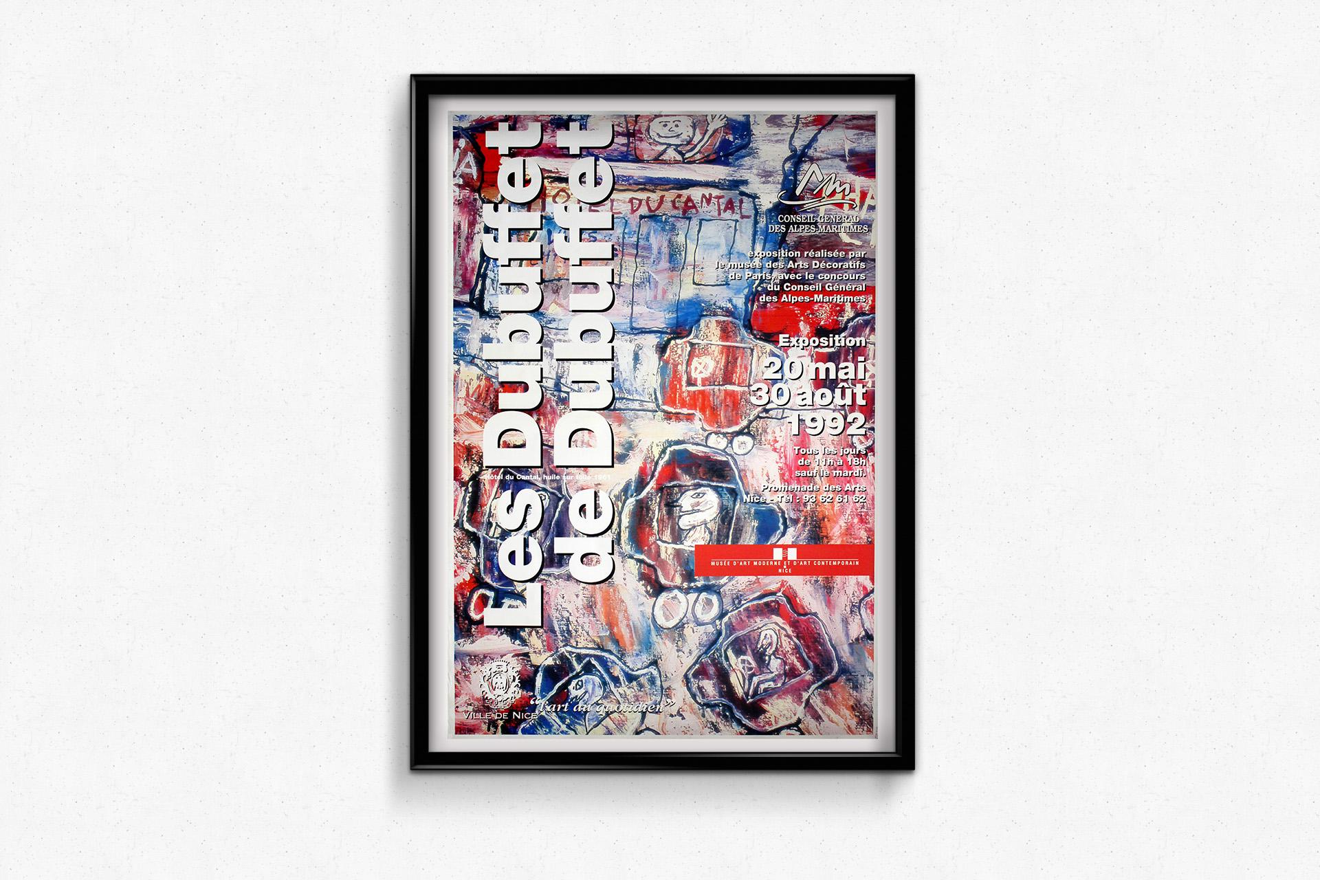 Original 1992 exhibition poster titled “Les Dubuffet de Dubuffet” MAMAc Nice - Gray Print by Jean Dubuffet