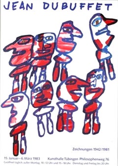 Poster: Zeichnungen 1942/1981 Firmato a mano da Jean Dubuffet, Kunsthalle Tübingen