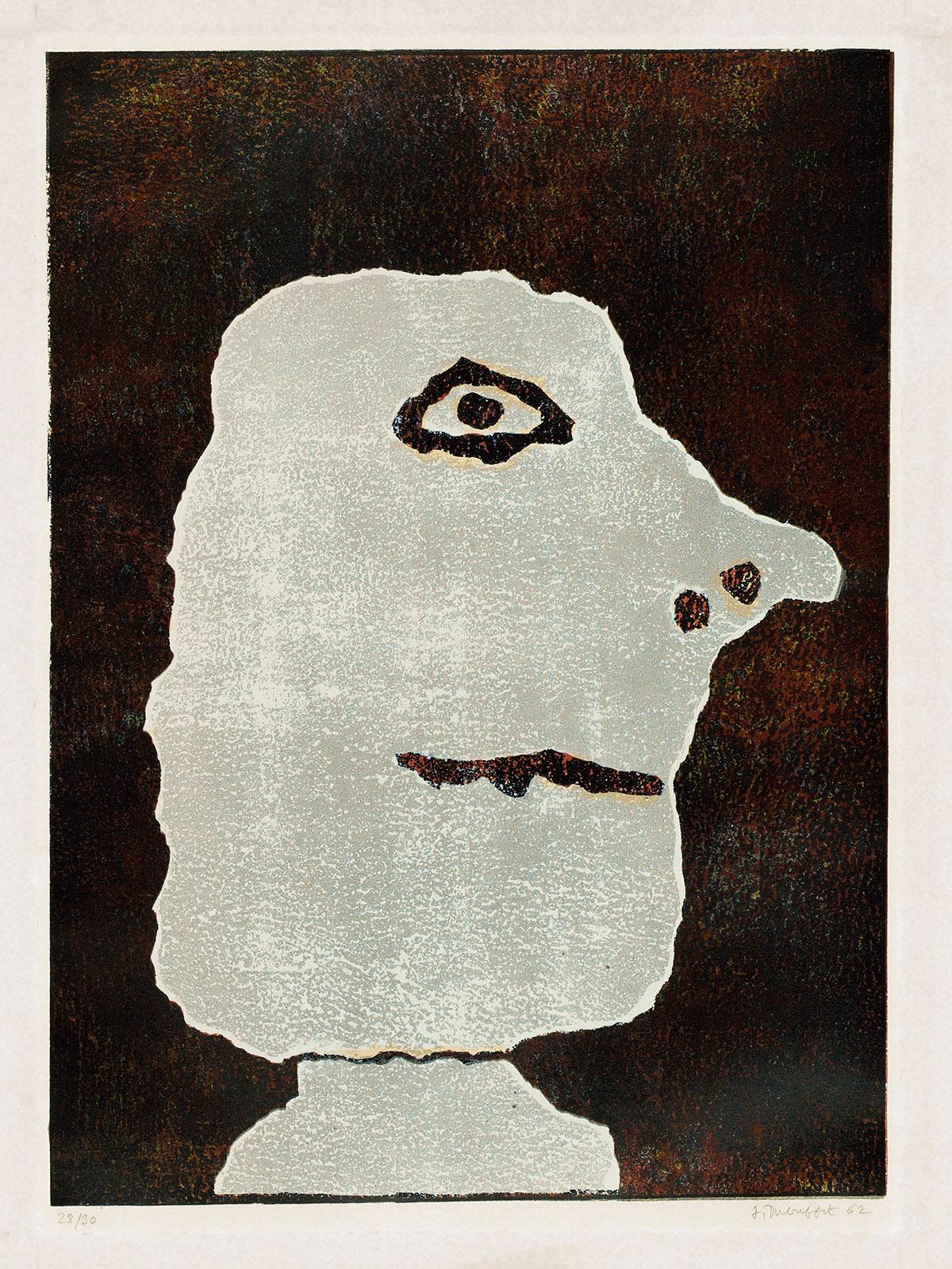 Jean Dubuffet Figurative Print - Profil à droite