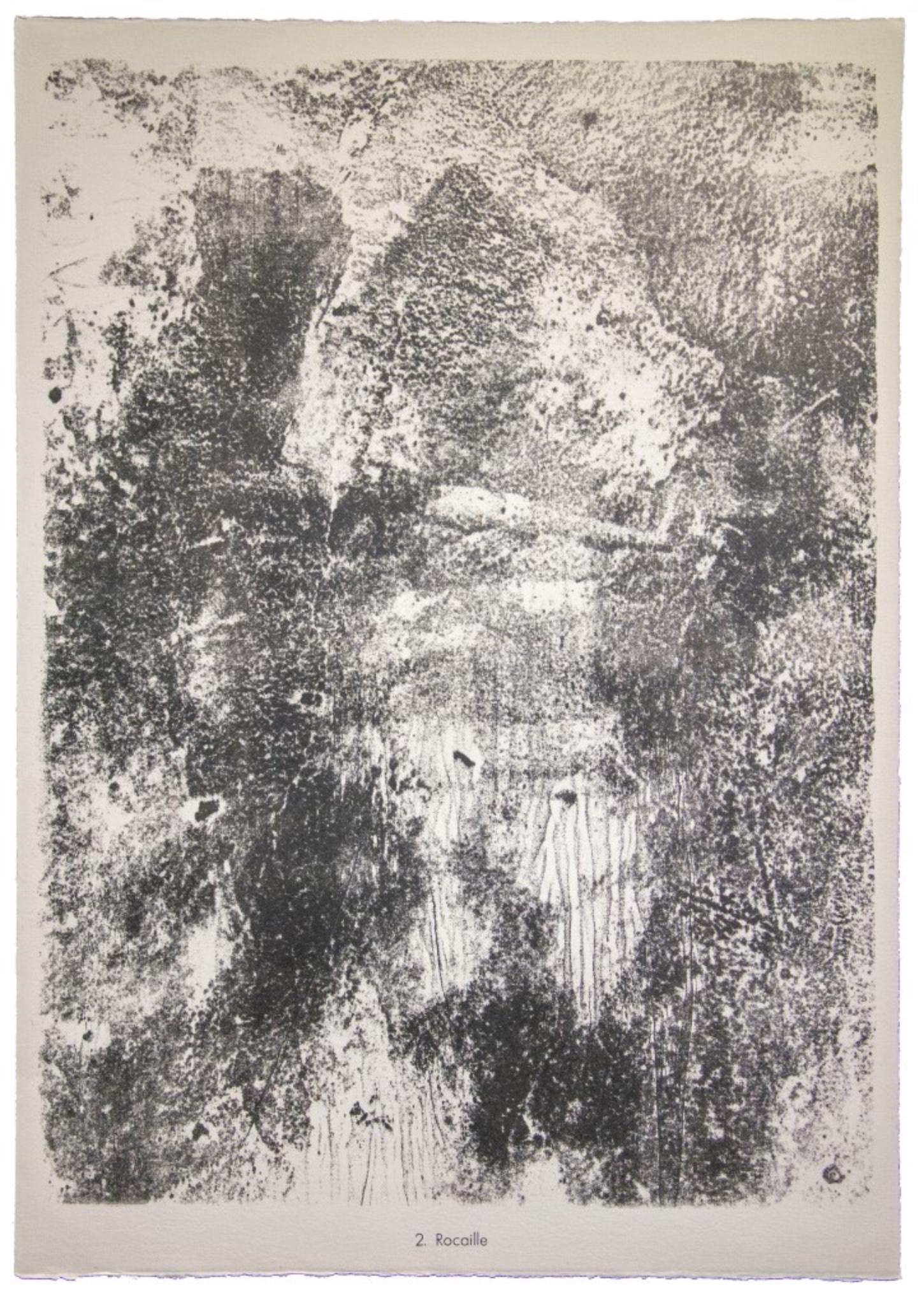Rocaille è una litografia originale su carta filigranata "Arc". Composizione astratta dell'artista francese Jean Dubuffet. Dall'album "Territoires" (1953-1959). In condizioni eccellenti.

Riferimenti: Cat. Silkeborg n° 307/ Cat. S. Webel n°510.
