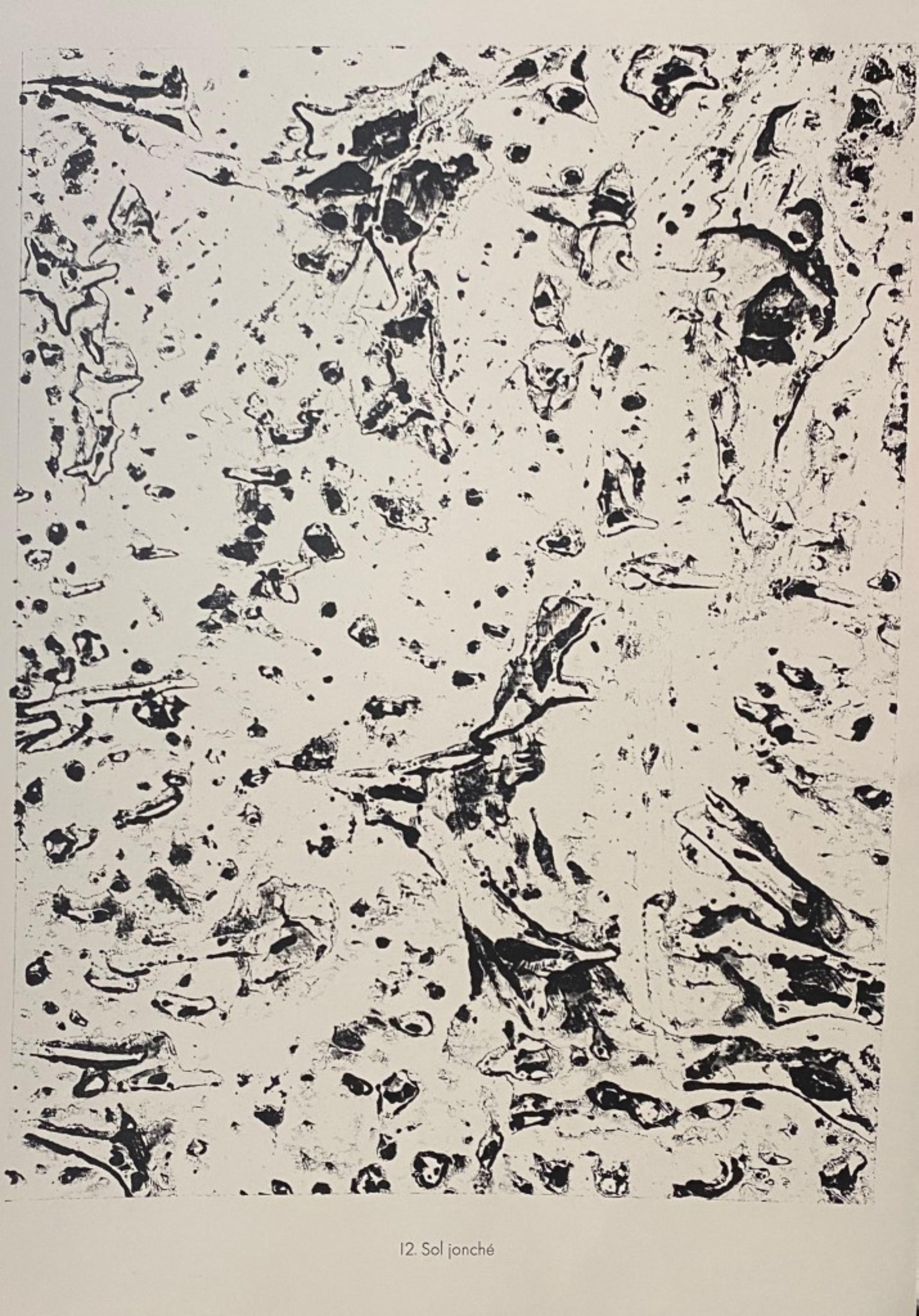 Sol Jonché è una litografia originale in bianco e nero su carta filigranata "Arc". Composizione astratta dell'artista francese Jean Dubuffet. Dall'album del "Theatre du sol" (1953-1959). 

Edizione di 25 copie.

Dimensioni dell'immagine: 55 x 41,5