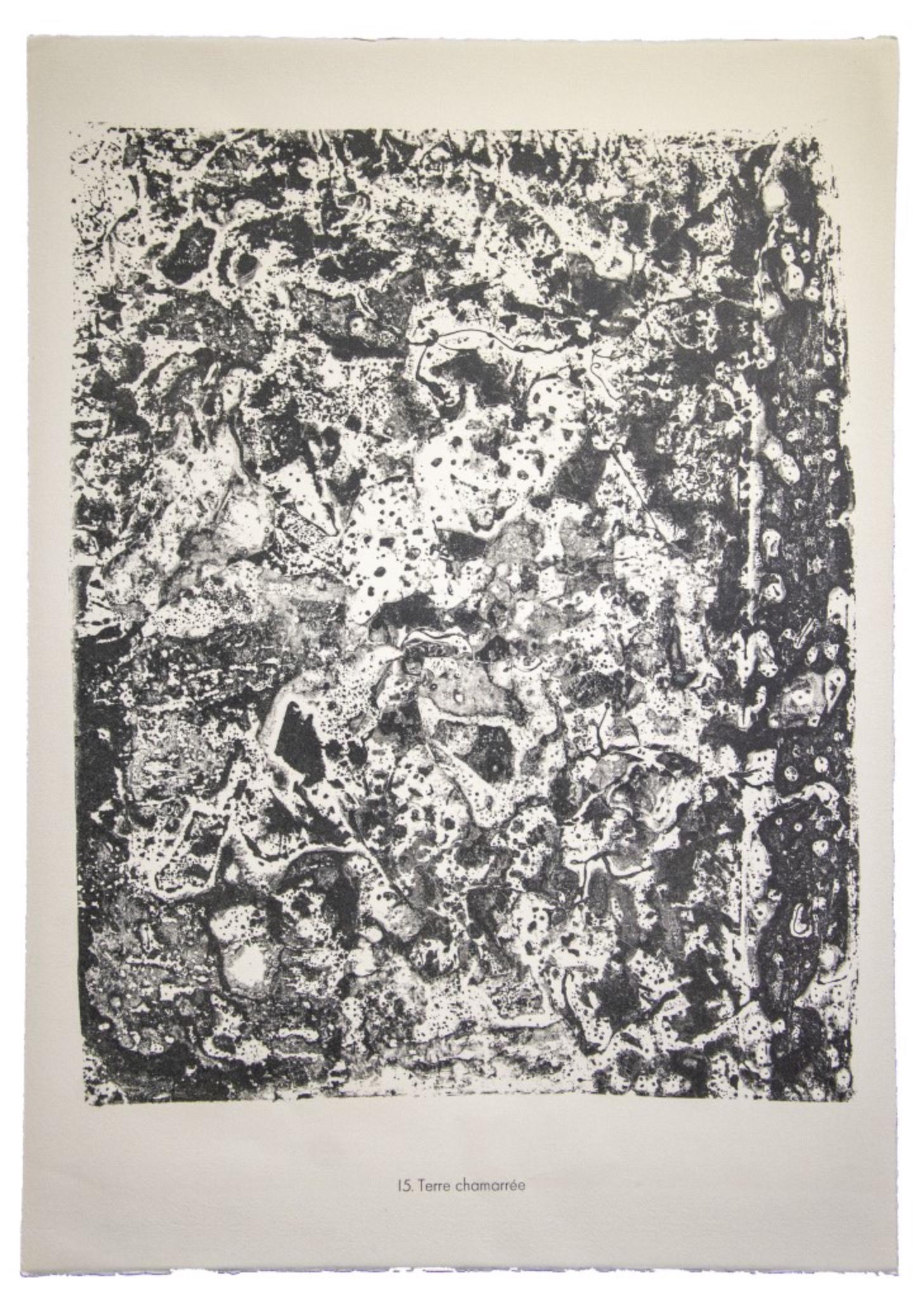 Terre Chamarree is an original lithograph. Abstract composition by the French artist Jean Dubuffet. From the album "Theatre du sol" (1953-1959). 

In very good conditions.

Reference: Cat. Silkeborg n° 338/ Cat. S. Webel n°541. 

Image Dimensions: