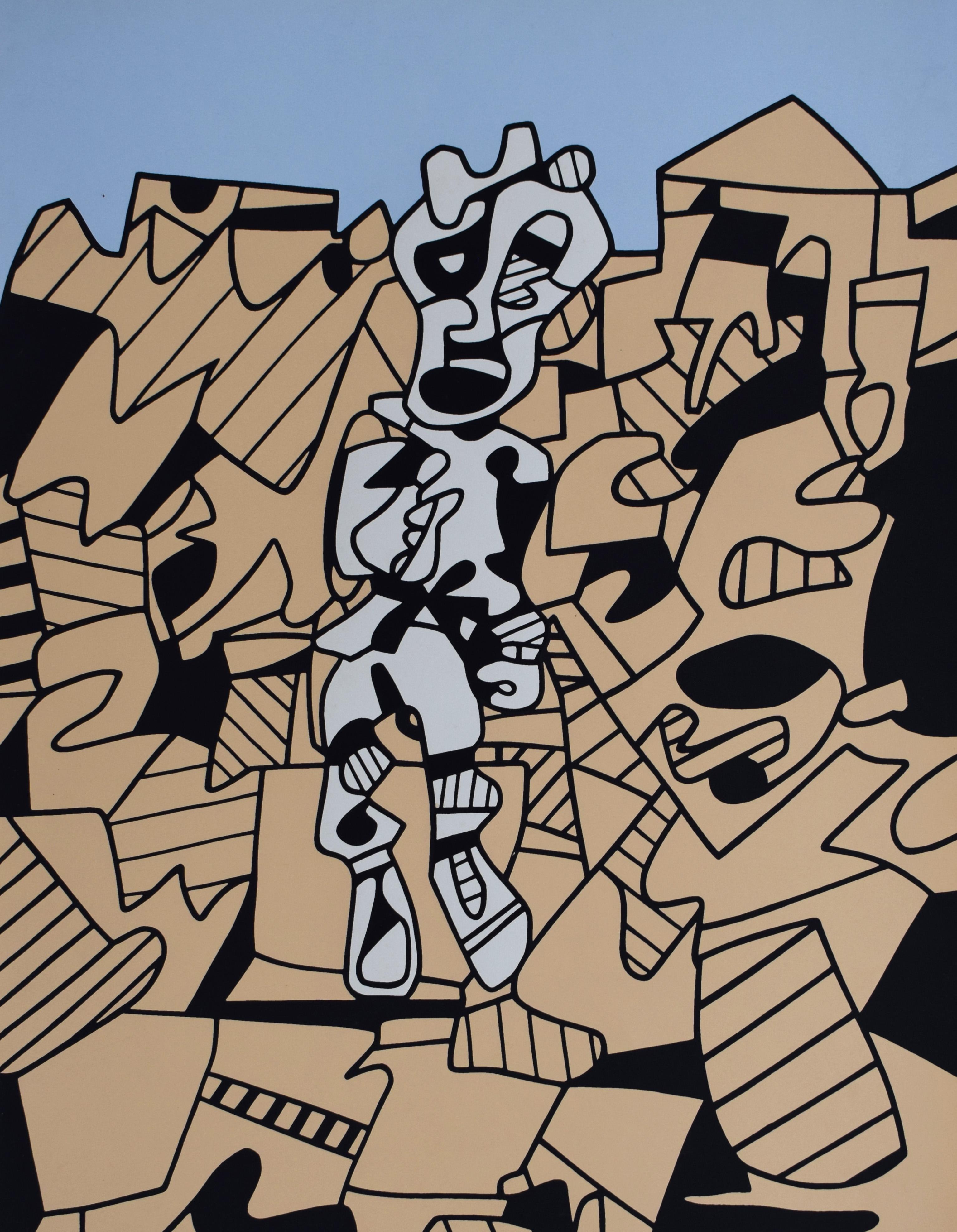 Jean Dubuffet Figurative Print - Territory and Peasant - French Pop Art Urban Graffiti