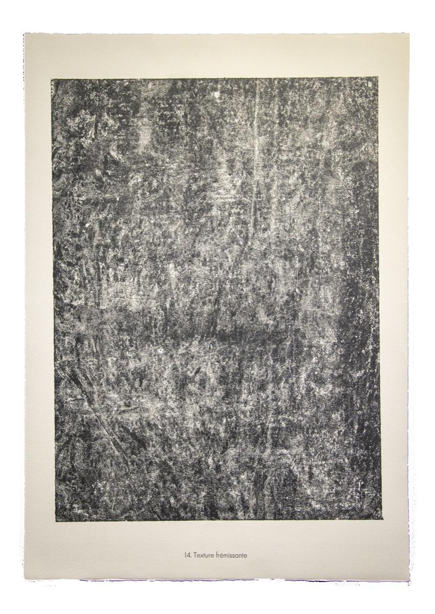 Texture frémissante è una litografia originale in bianco e nero tratta dall'album Sies et Chausseèes del fondatore francese dell'Art Brut, Jean Dubuffet.

Ottime condizioni. Edizione di 25 esemplari. 

Rif. Cat. Silkerborg n. 355. Cat. S. Weber N 