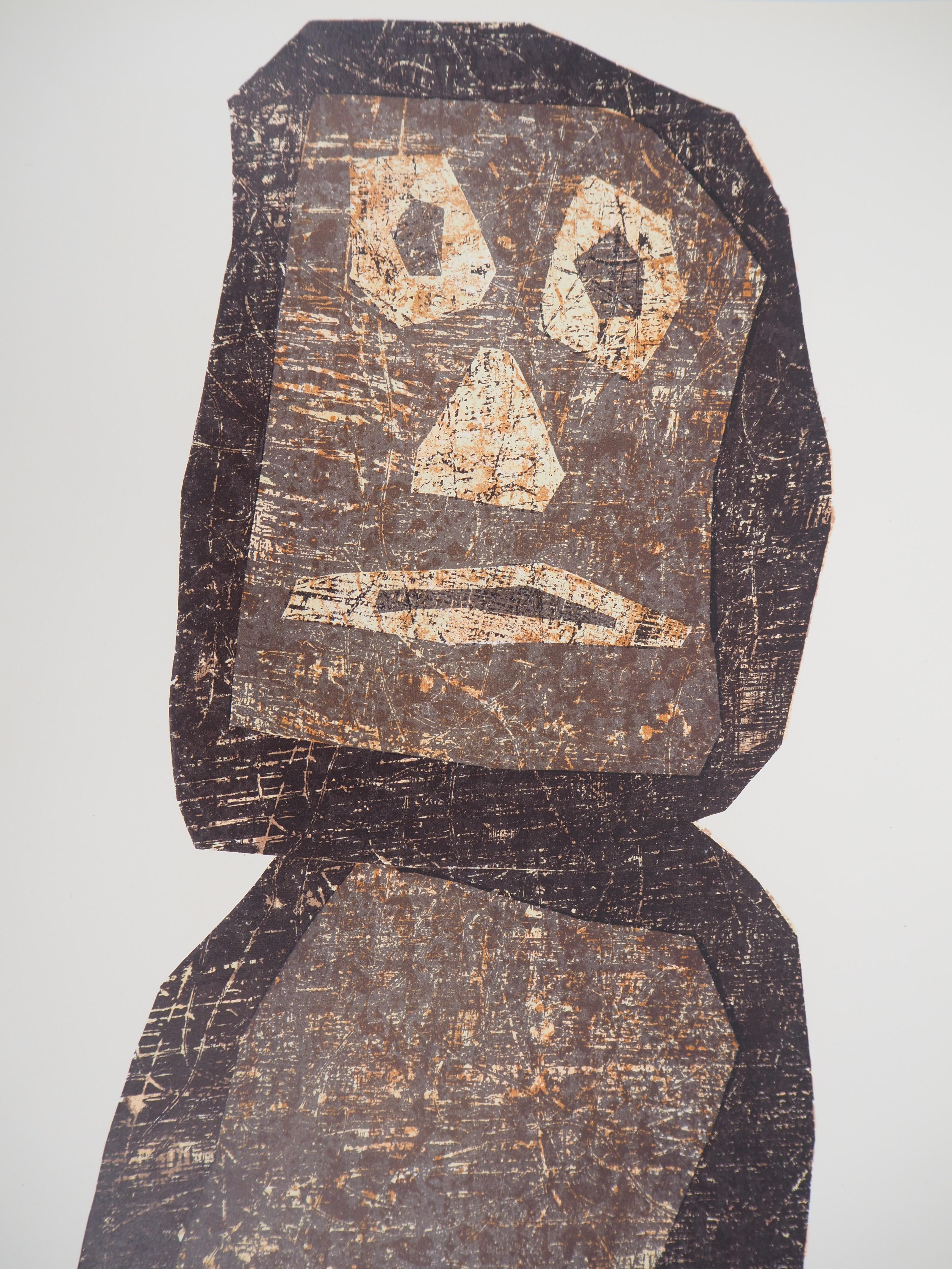 Totem (Moai dell'Isola di Pasqua) - Litografia originale - Print Moderno di Jean Dubuffet