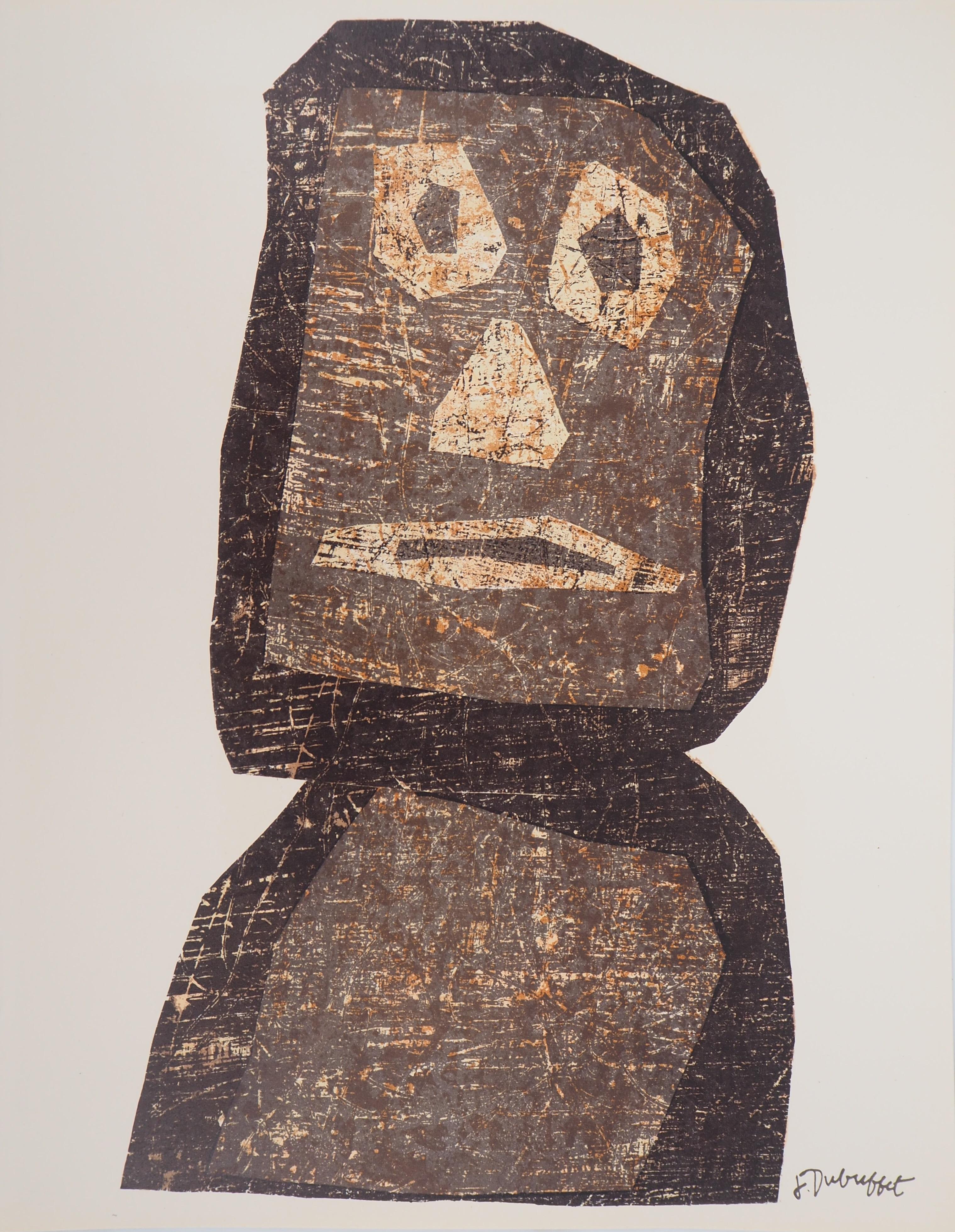 Jean Dubuffet Portrait Print - Totem (Easter Island Moai) - Original lithograph