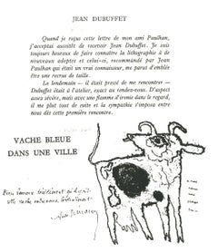 Vache Blue dans une Ville - Lithographie originale d'après J. Dubuffet - 1982