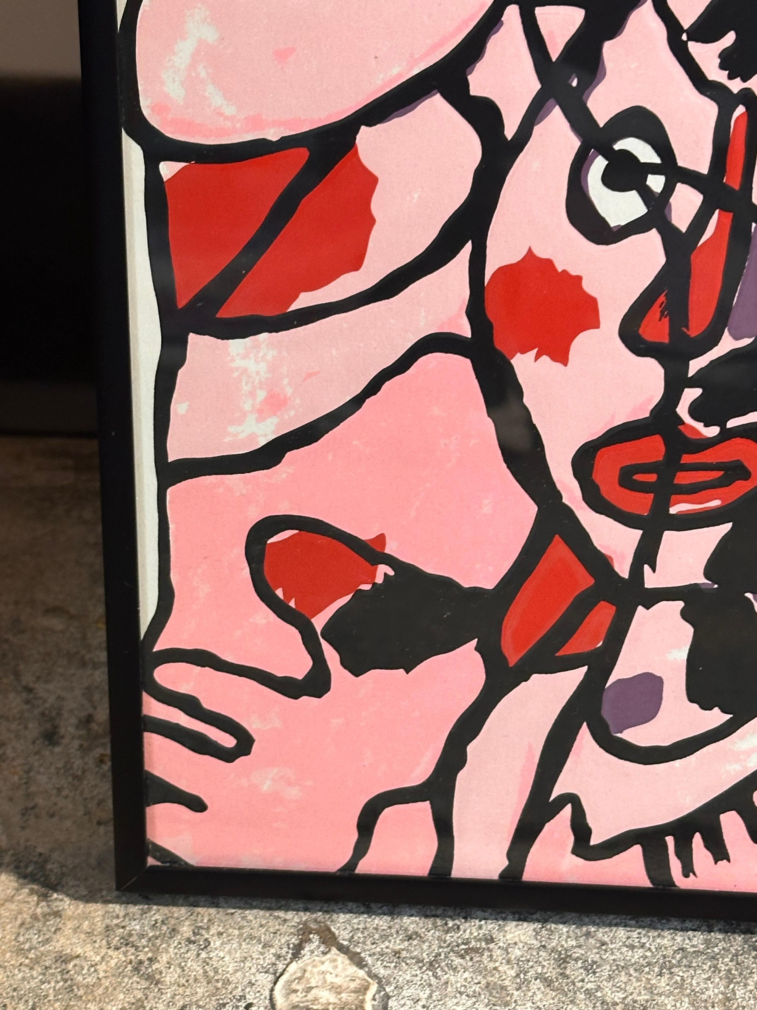 Jean Dubuffet Abstraktes Ausstellungsplakat, Siebdruck Serigraphie, Abstrakte Ausstellung (Glas) im Angebot