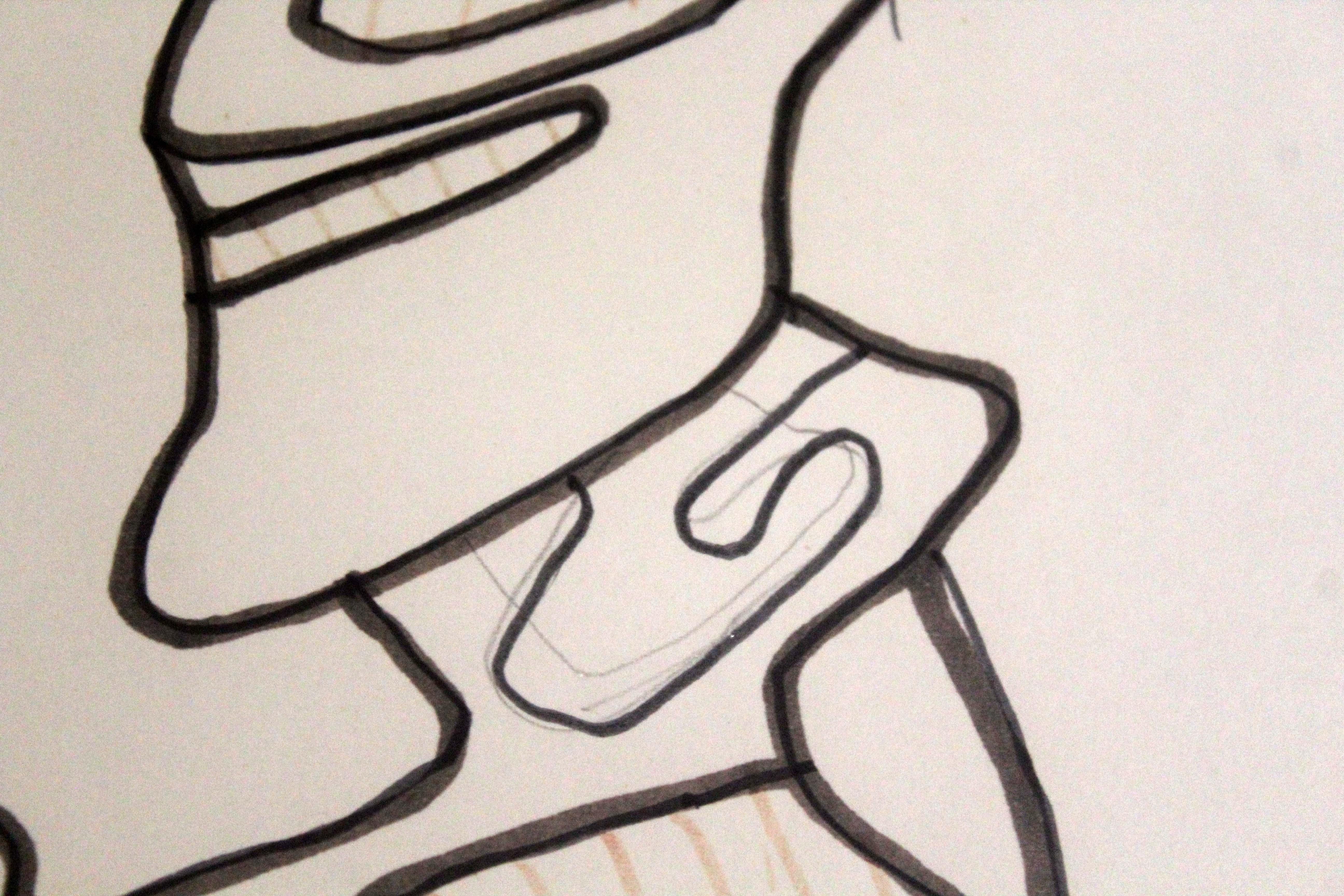 Jean Dubuffet Tete I Signed Felt Pen Drawing on Paper Art Brut Framed 1966 2