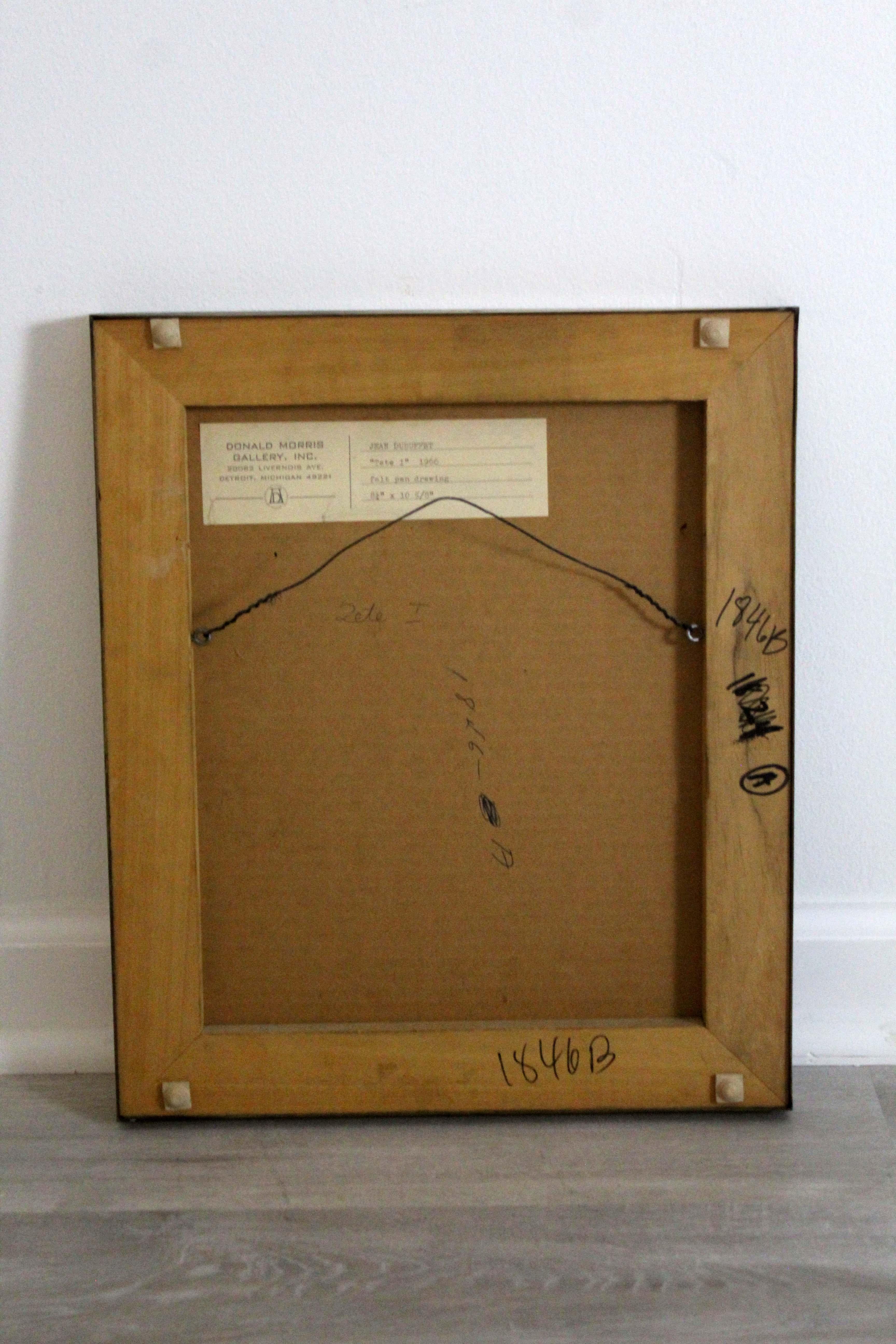 Jean Dubuffet Tete I Signed Felt Pen Drawing on Paper Art Brut Framed 1966 5
