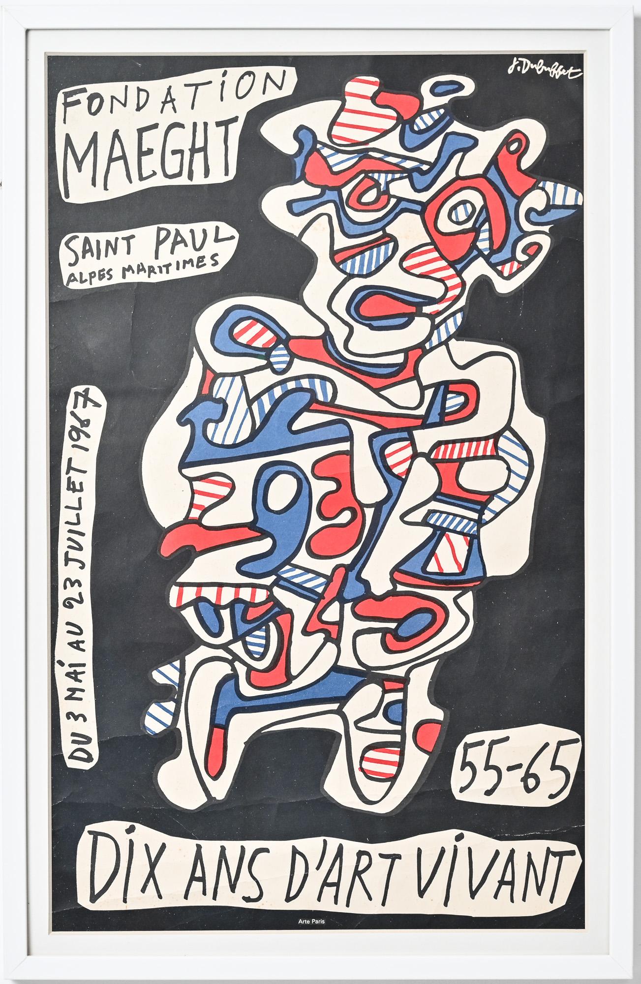 Modern Jean Dubuffet vintage poster “10 ans d’art vivant 55 – 65” For Sale