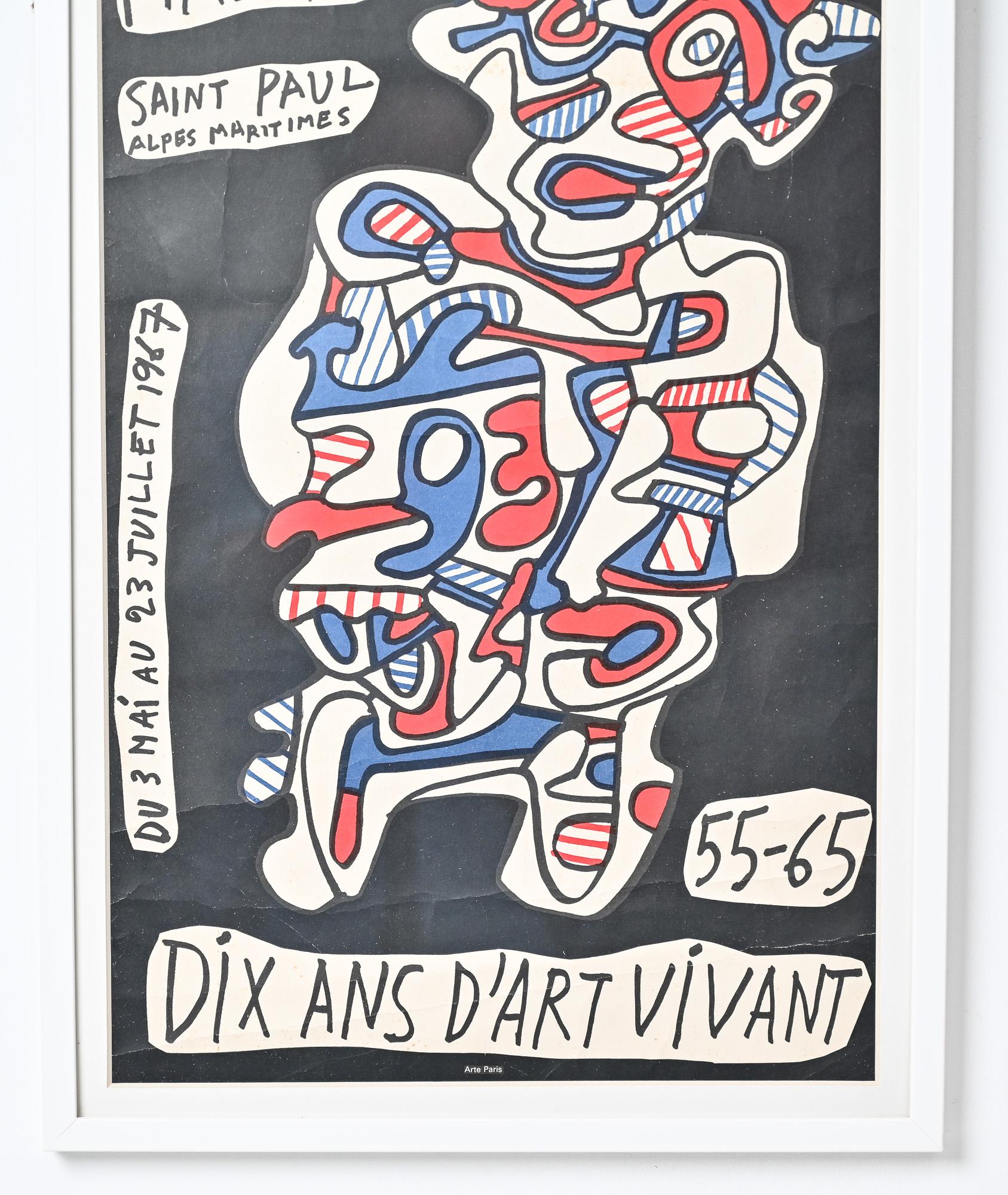 Jean Dubuffet poster vintage 10 ans d'art vivant 55 - 65 Bon état - En vente à Henley-on Thames, Oxfordshire
