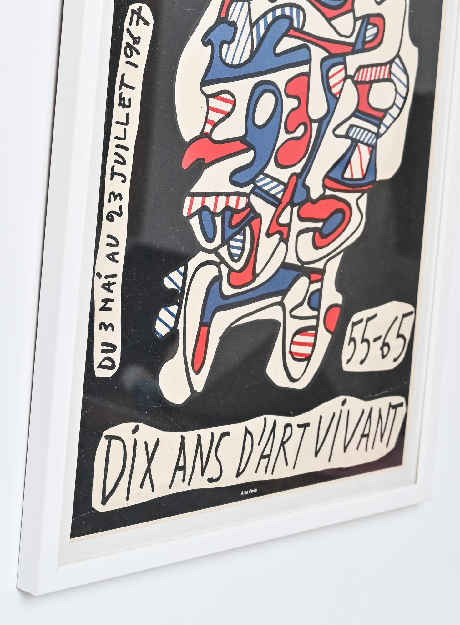Mid-20th Century Jean Dubuffet vintage poster “10 ans d’art vivant 55 – 65” For Sale