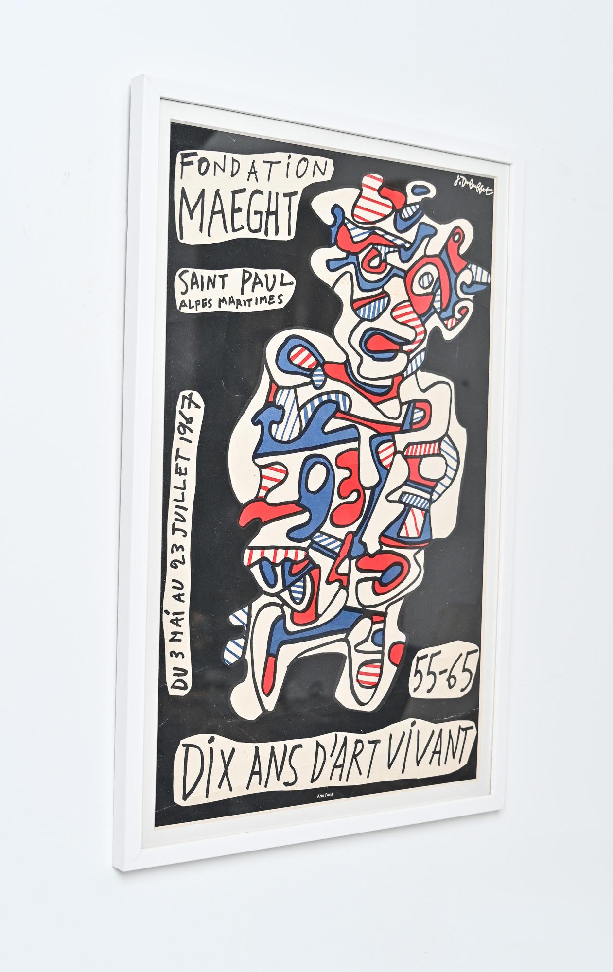 Paper Jean Dubuffet vintage poster “10 ans d’art vivant 55 – 65” For Sale
