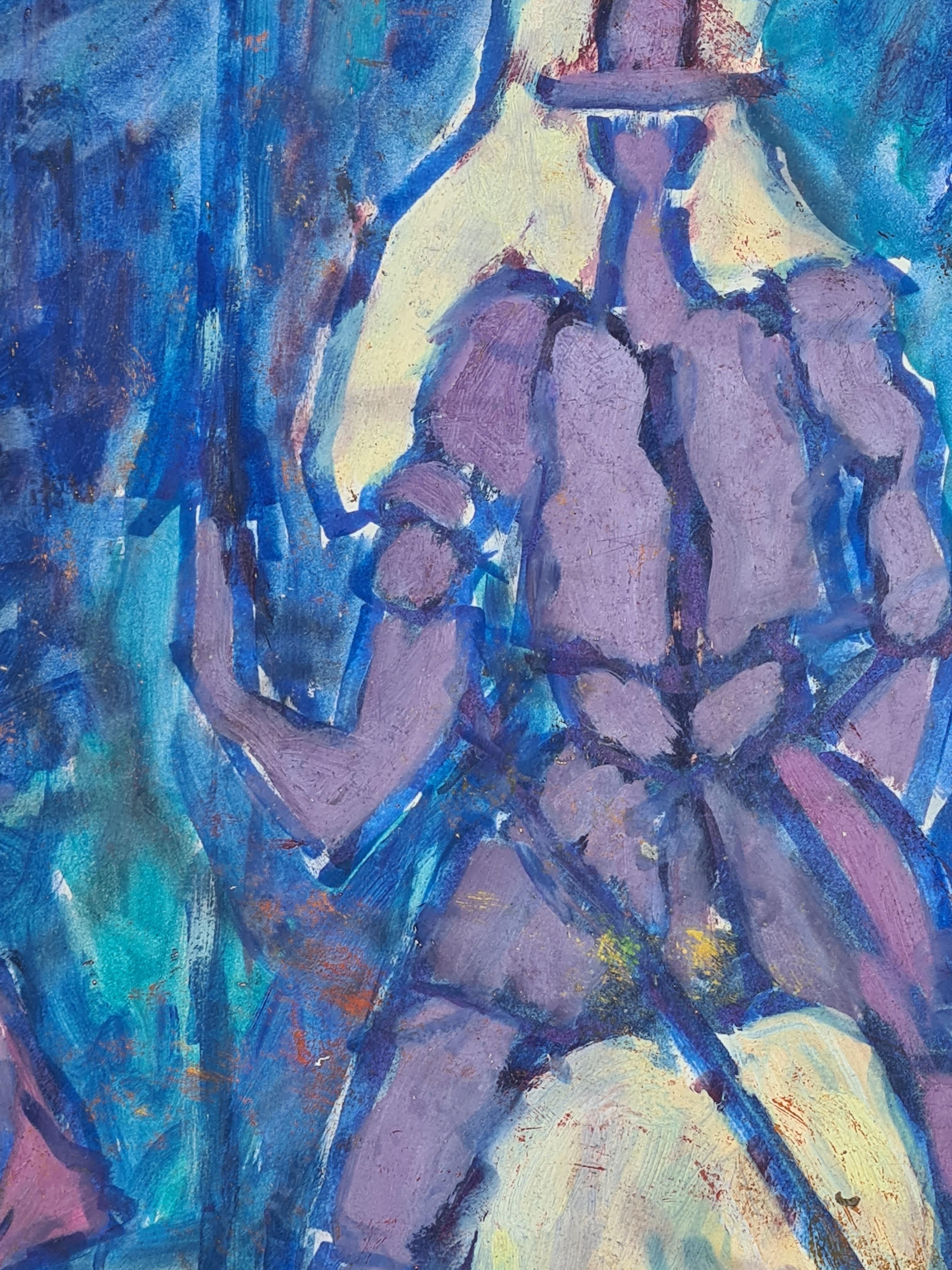 Don Quixote und Sancho Panza. Gouache und Aquarell. – Art von Jean Ducel