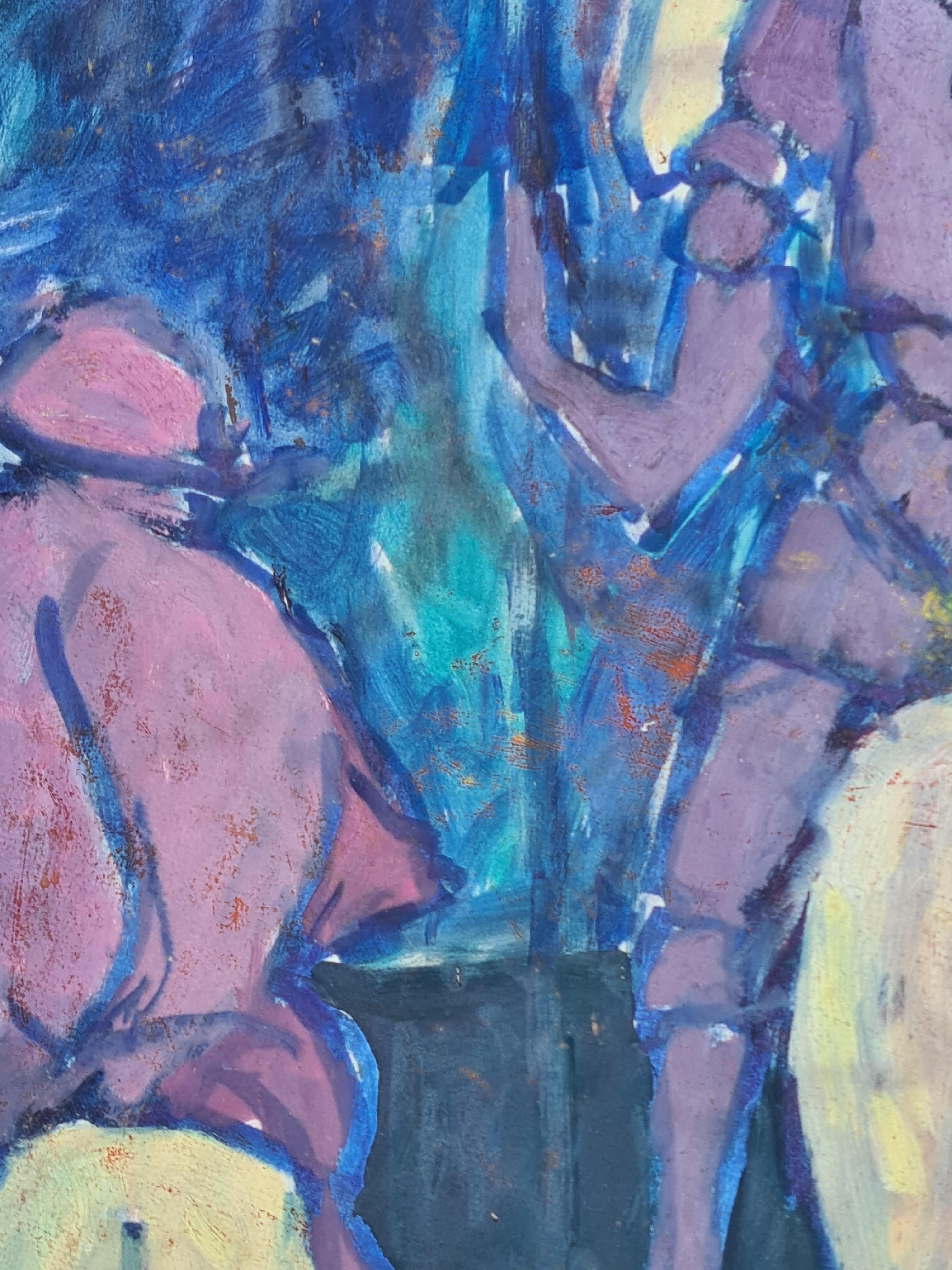 Don Quixote und Sancho Panza. Gouache und Aquarell. (Blau), Figurative Art, von Jean Ducel
