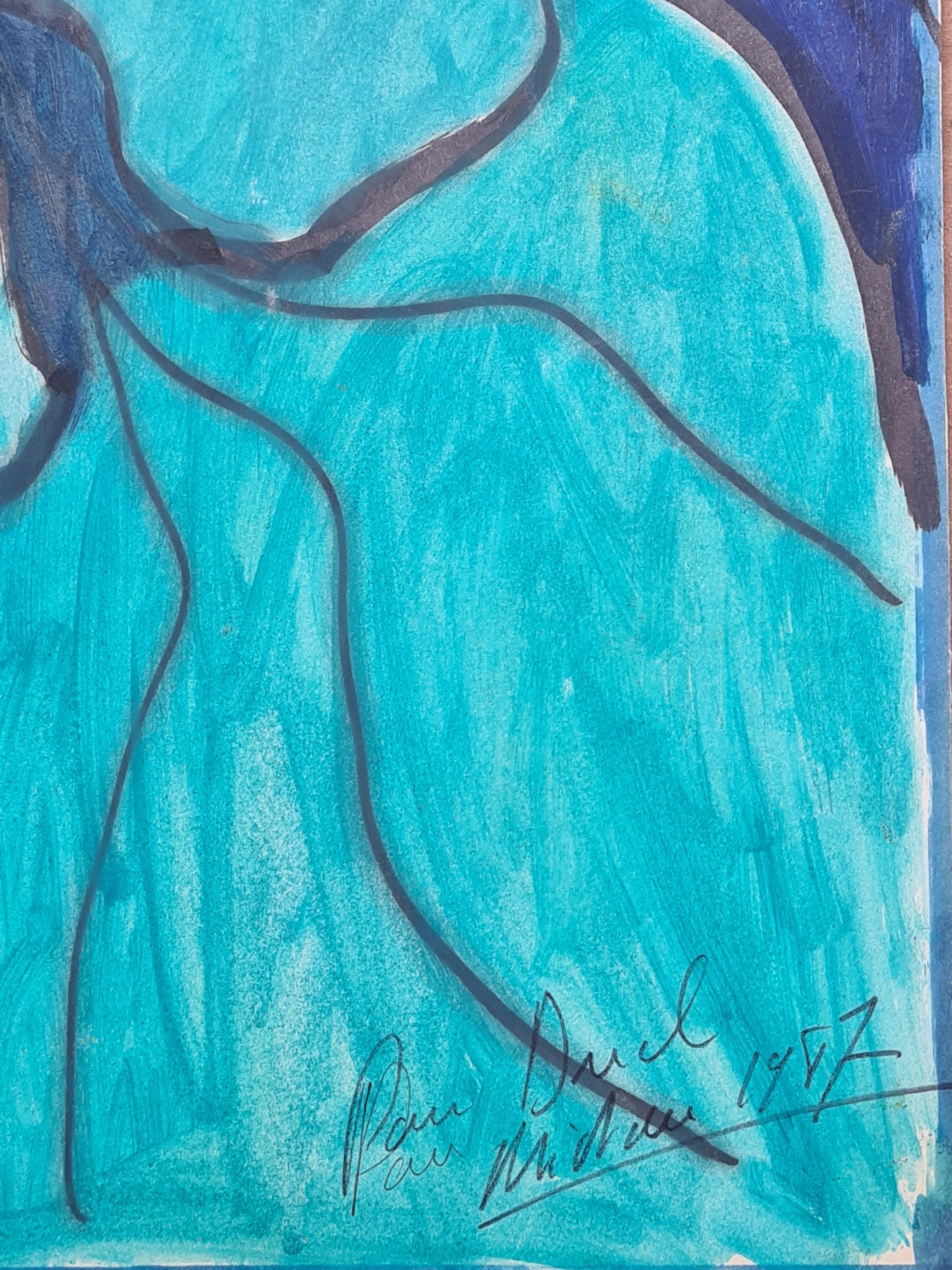 Don Quixote und Sancho Panza. Gouache und Aquarell. im Angebot 2