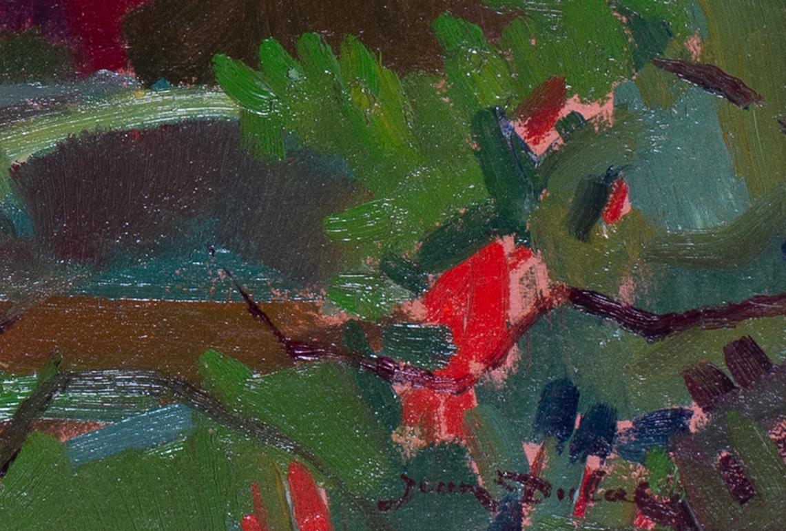 Peinture à l'huile d'un paysage post-impressionniste français représentant une rivière par Jean Dulac, 1949 - Post-impressionnisme Painting par Jean Dufy