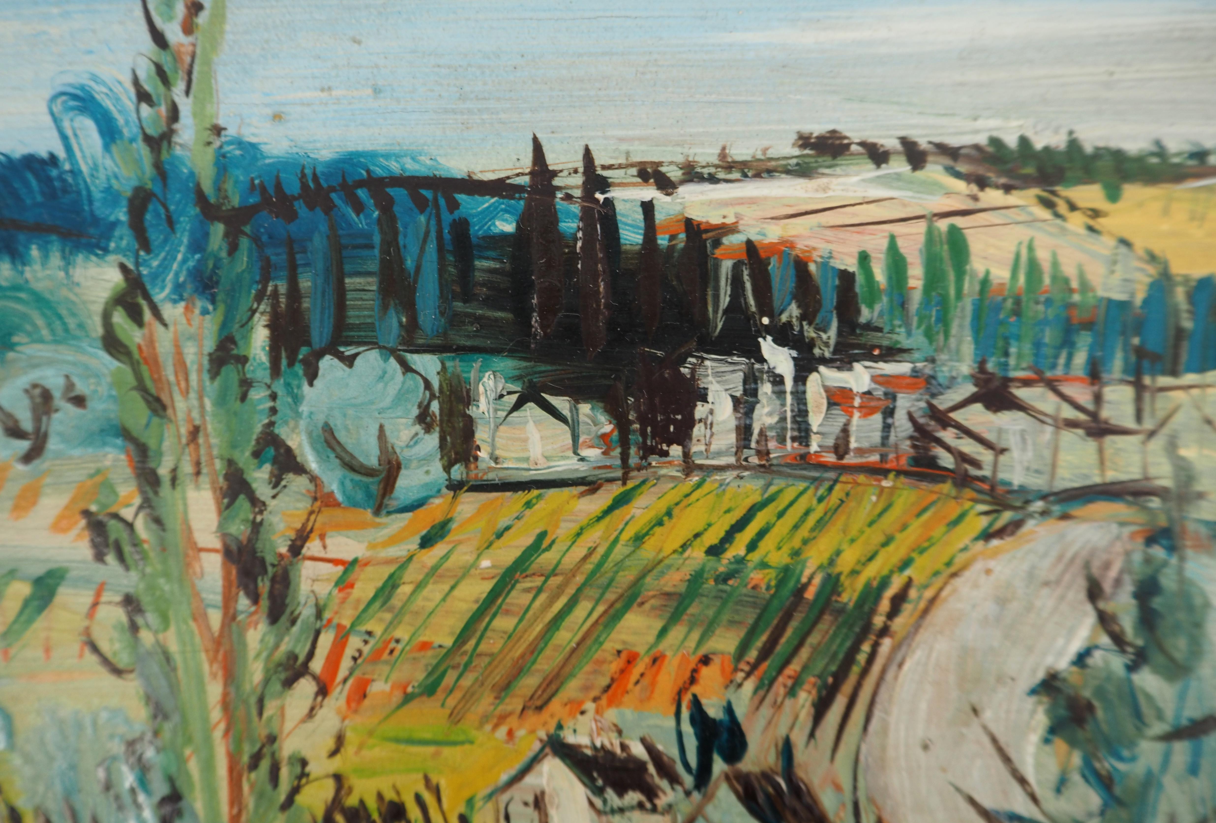 Campo : Pequeña casa en el campo - Pintura al óleo original, firmada 5