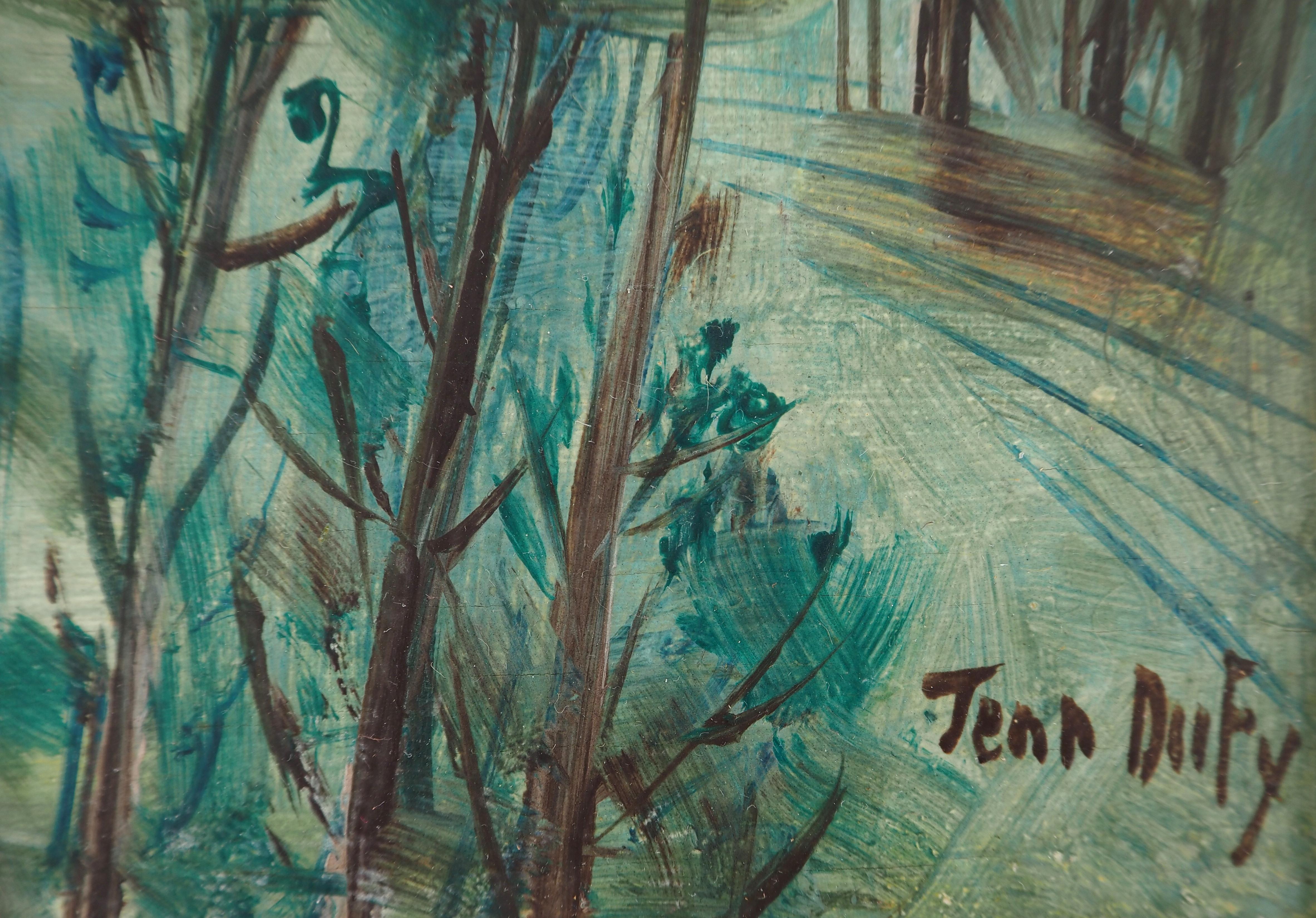 Campo : Pequeña casa en el campo - Pintura al óleo original, firmada - Painting de Jean Dufy