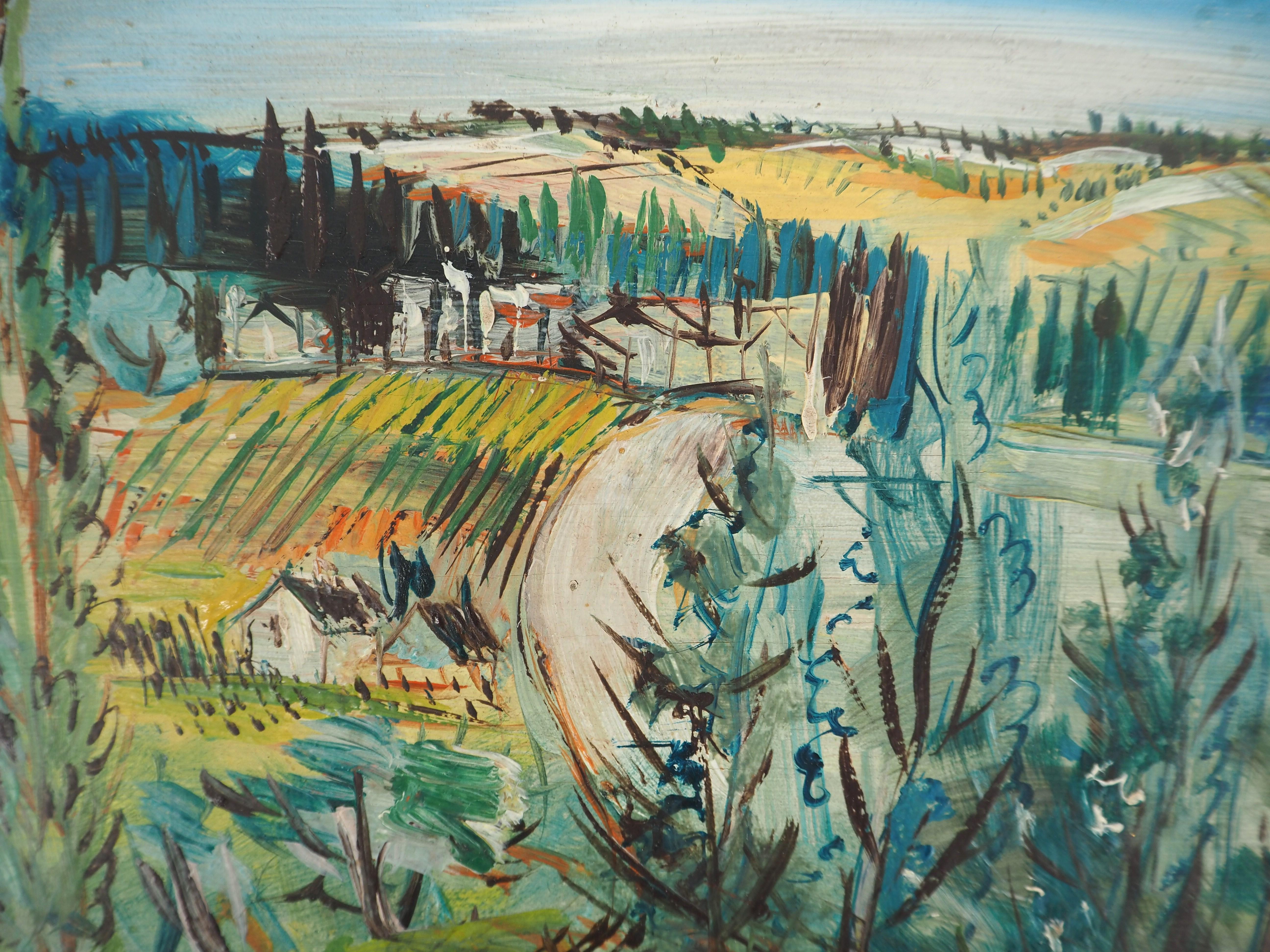 Campo : Pequeña casa en el campo - Pintura al óleo original, firmada 1