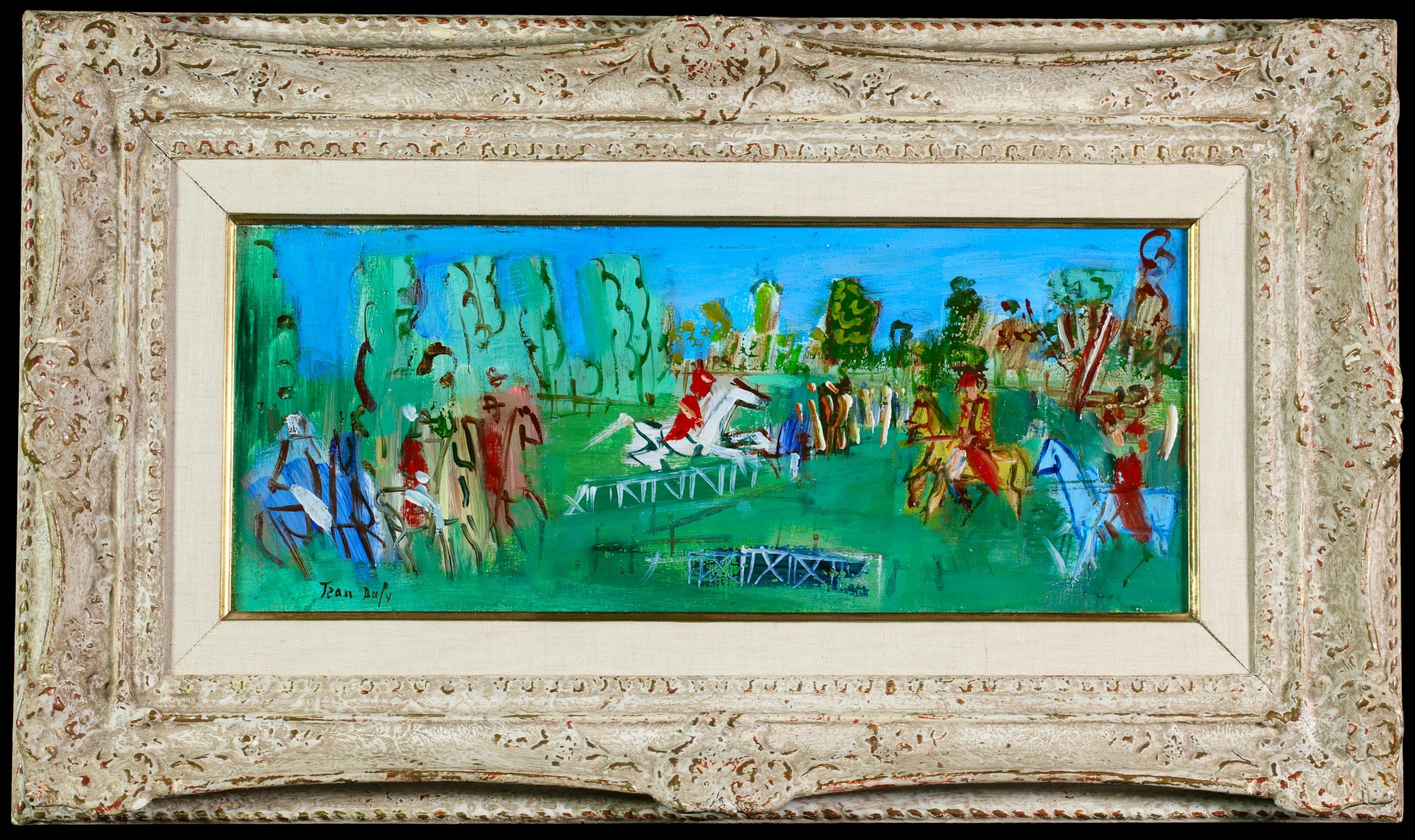 Course d'obstacles - Personnages postimpressionnistes dans un paysage, huile sur toile de Jean Dufy