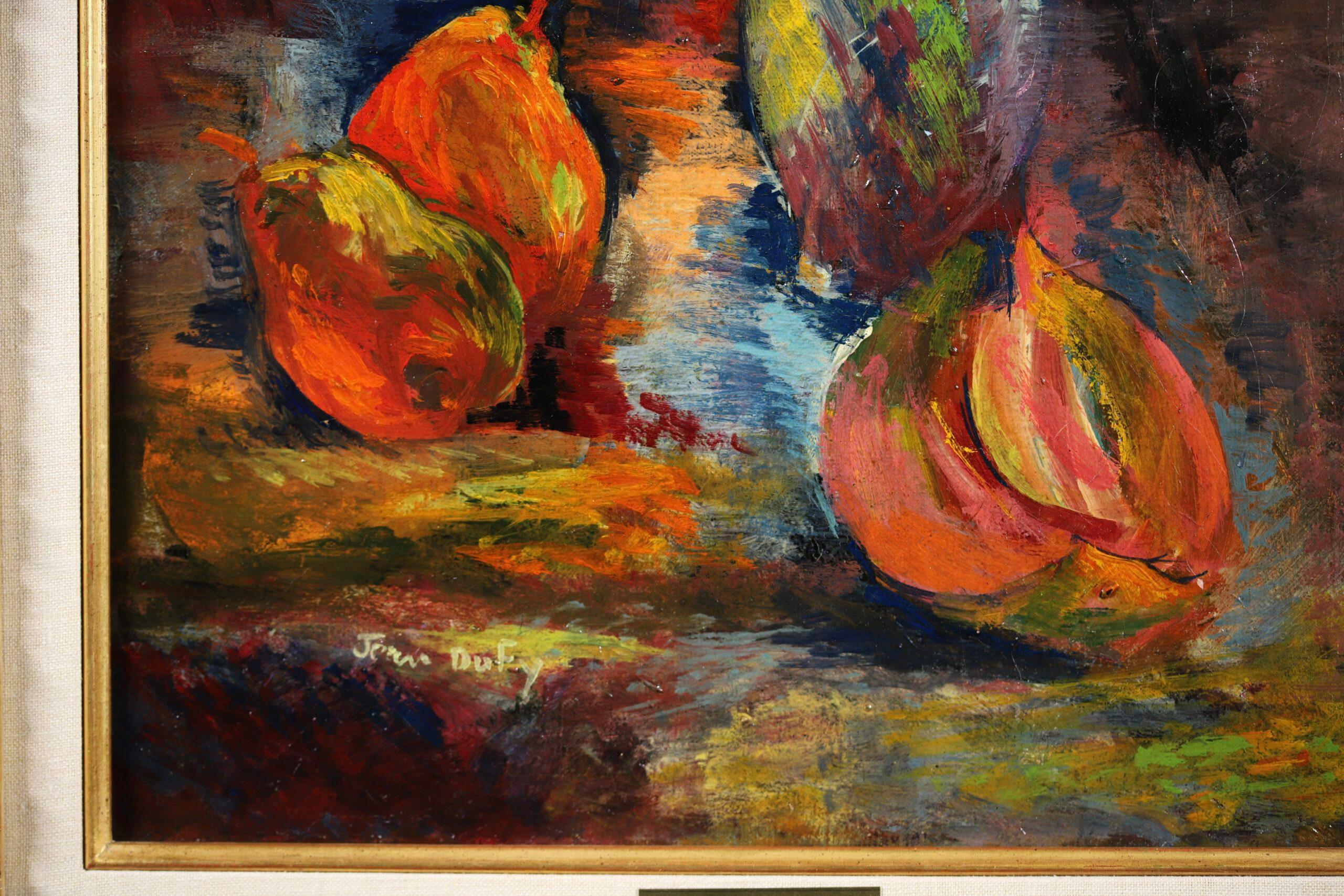 Fleurs et Fruits - Post Impressionist Still Life Oil Painting by Jean Dufy For Sale 5