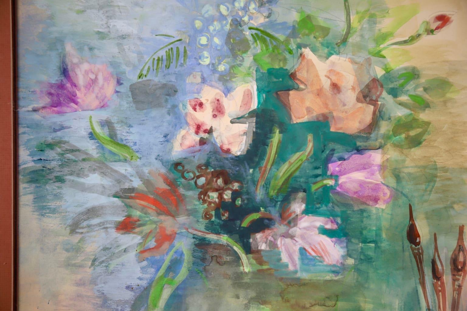 Flowers & Paintbrushes - Post Impressionist Watercolor, Still Life by Jean Dufy 2