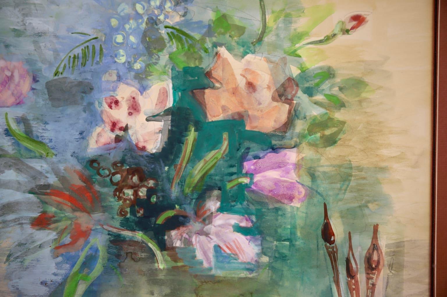 Flowers & Paintbrushes - Post Impressionist Watercolor, Still Life by Jean Dufy 5