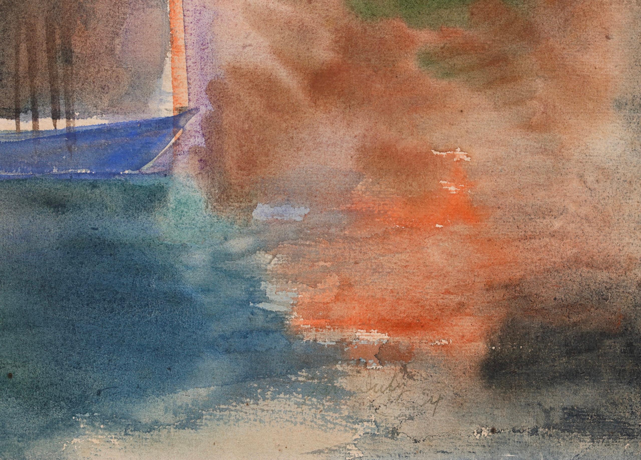 Le Port due Havre - Paesaggio acquerellato post impressionista di Jean Dufy in vendita 5