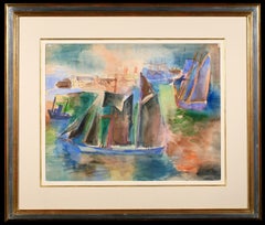 Le Port due Havre - Post Impressionist Landscape Watercolor by Jean Dufy