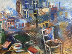 Montmartre - Vue de l'atelier - Postimpressionistische Landschaft Öl von Jean Dufy
