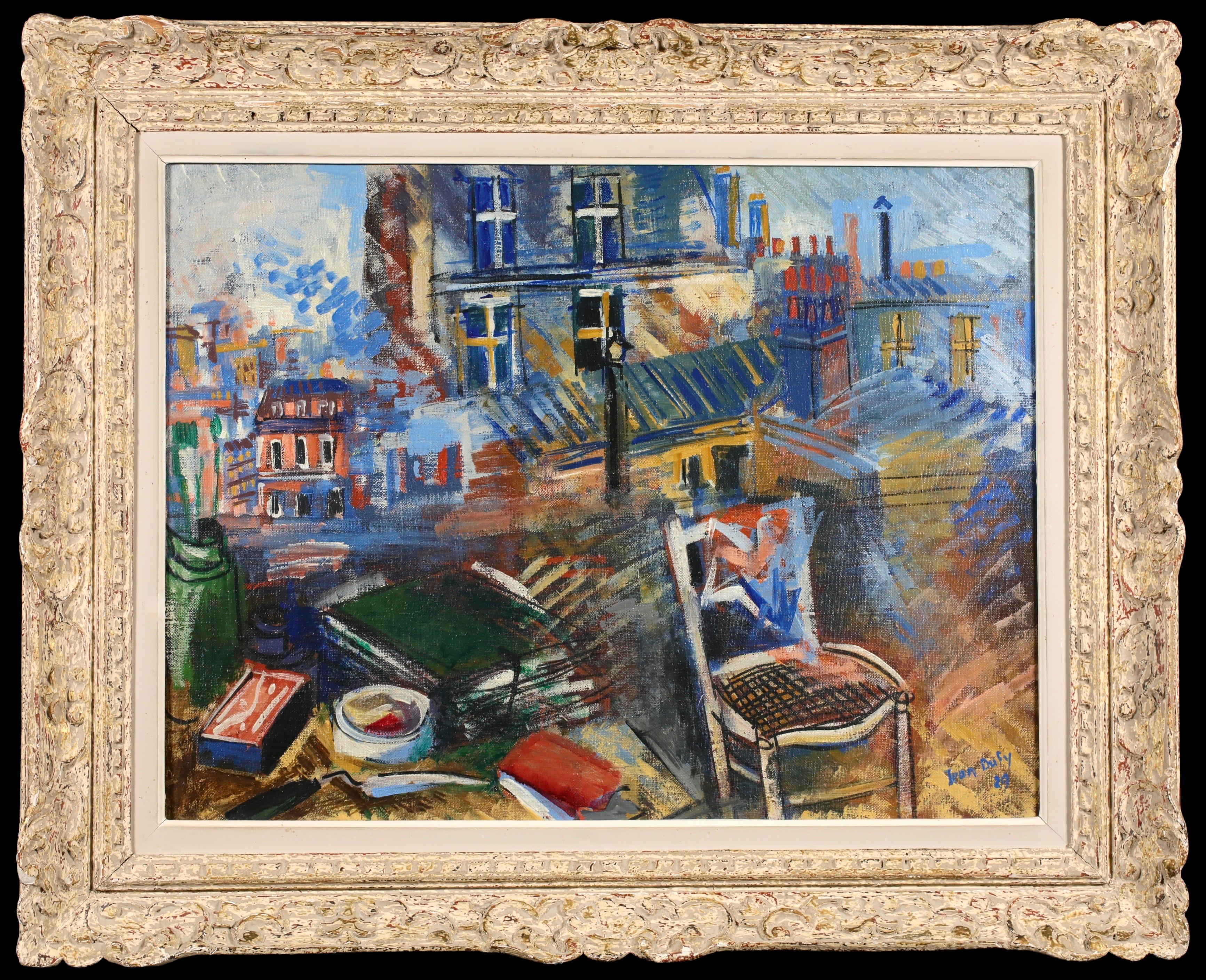 Montmartre - Vue de l'atelier - Post Impressionist Landscape Oil by Jean Dufy