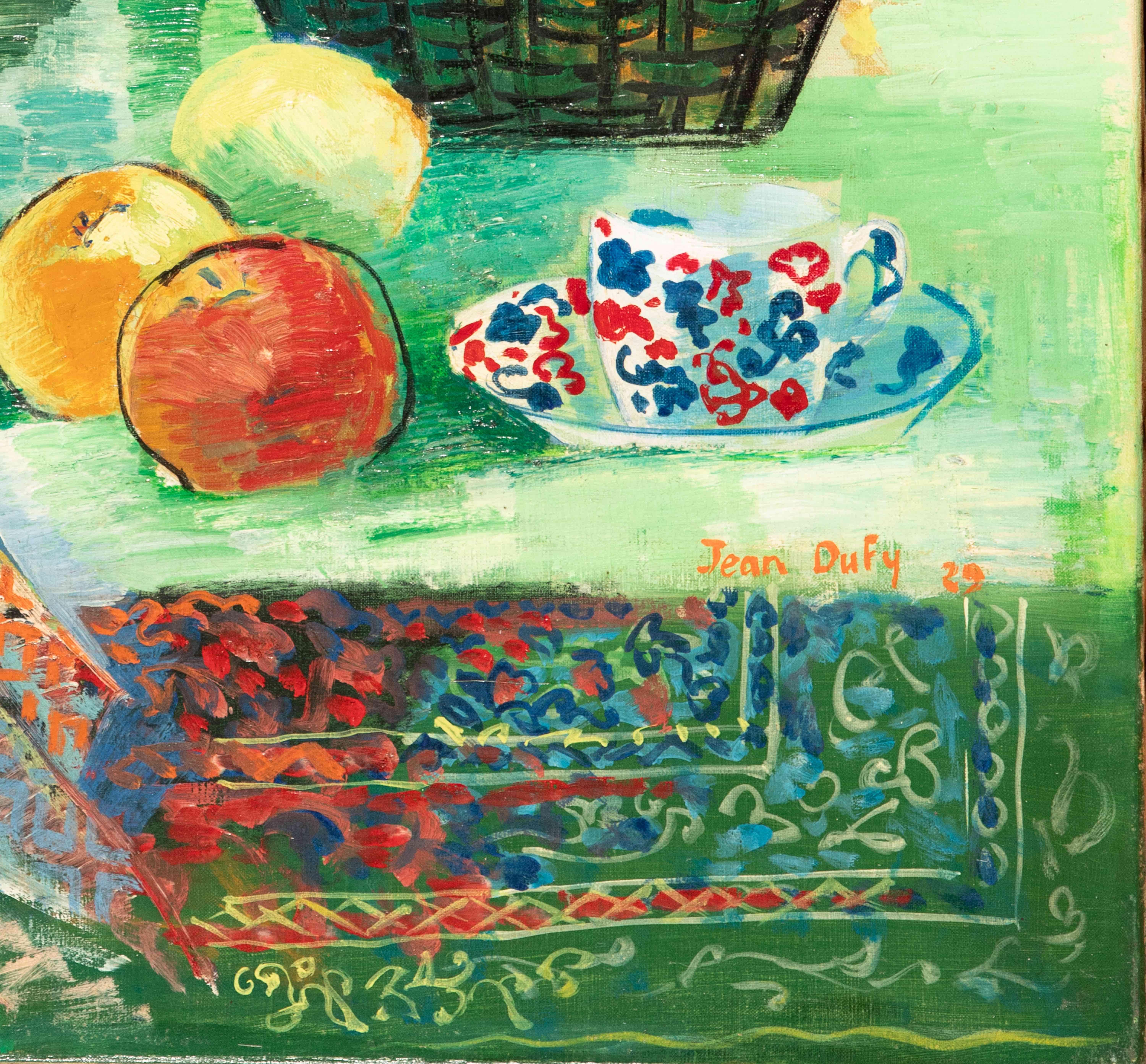 Nature morte au panier de mimosa by Jean Dufy - Still life painting For Sale 4