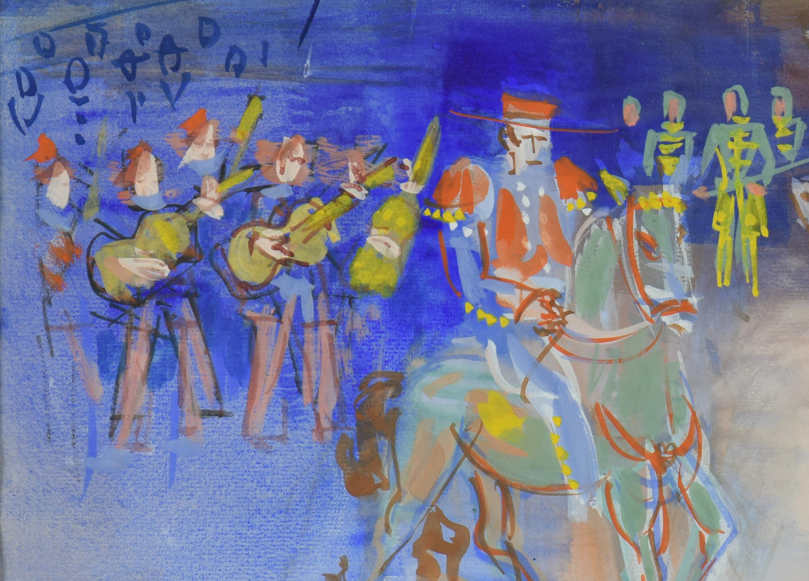 Parade Mexicaine di JEAN DUFY - Modern, Animali, Colorati, Fauve, Gouache in vendita 1