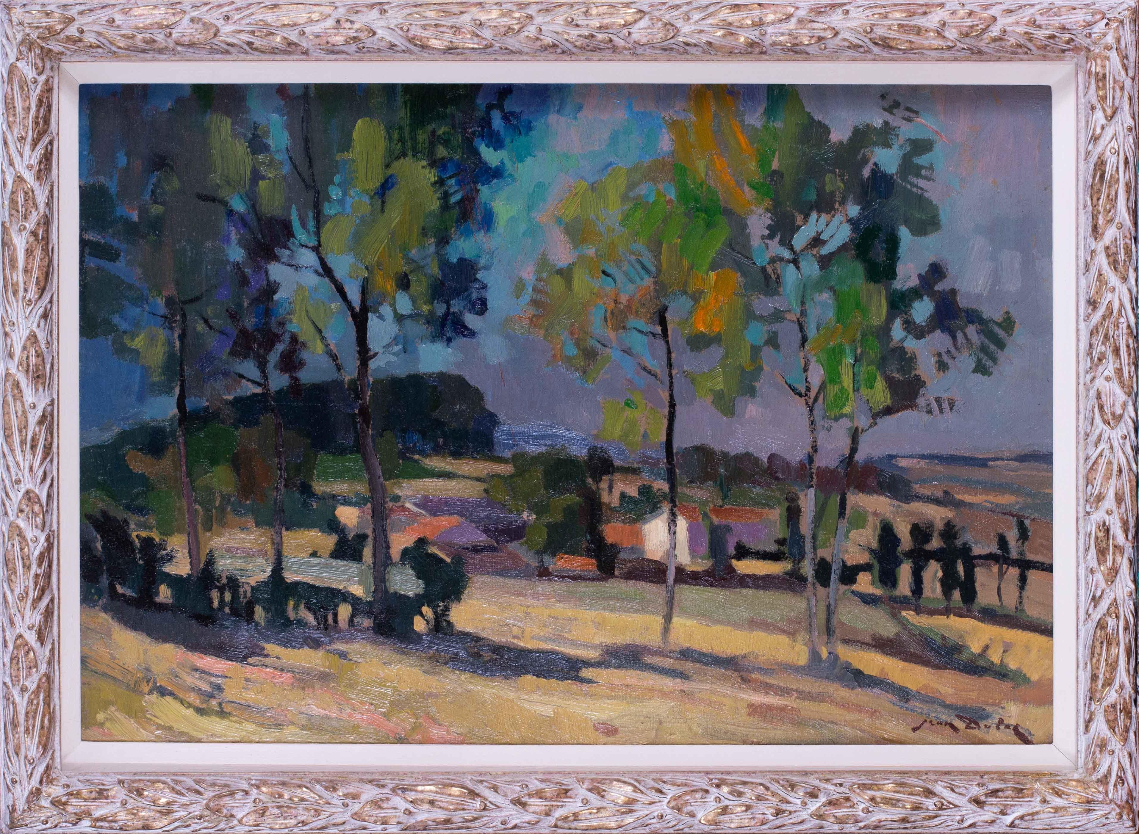 Post Impressionist French landscape oil painting of Lyon countryside by Dulac