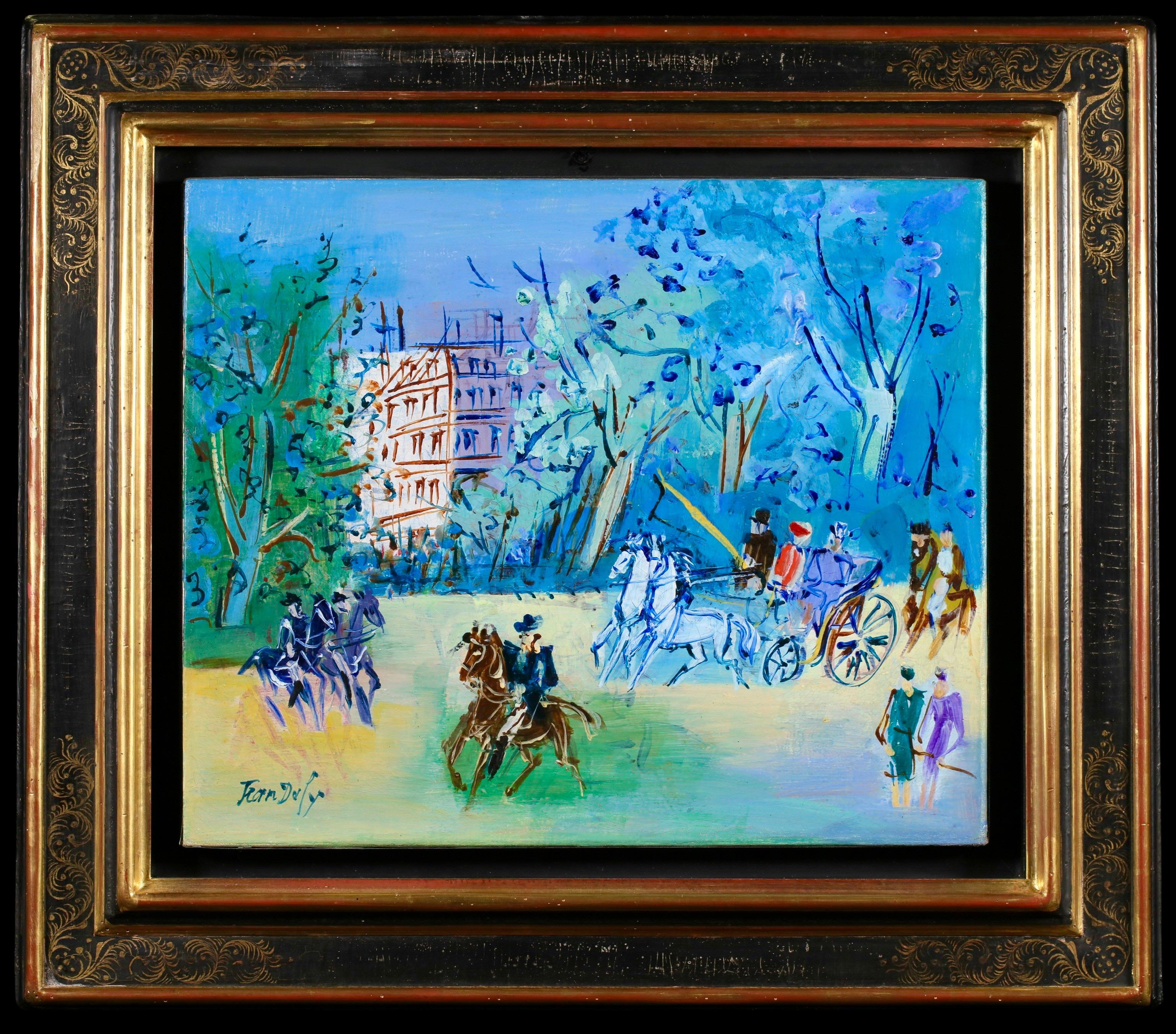 Passeggiata al Bois de Boulogne - Paesaggio post-impressionista a olio di Jean Dufy