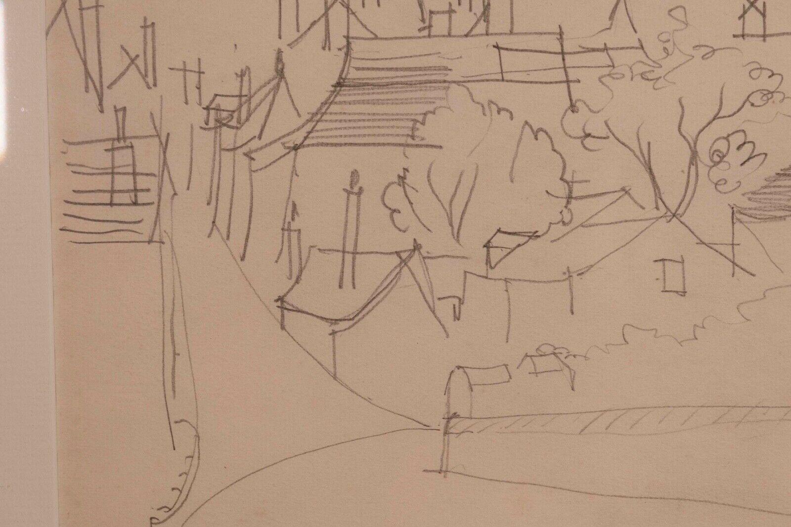 Graphite sur papier du dessin du quartier sans titre signée Jean Dufy en vente 1
