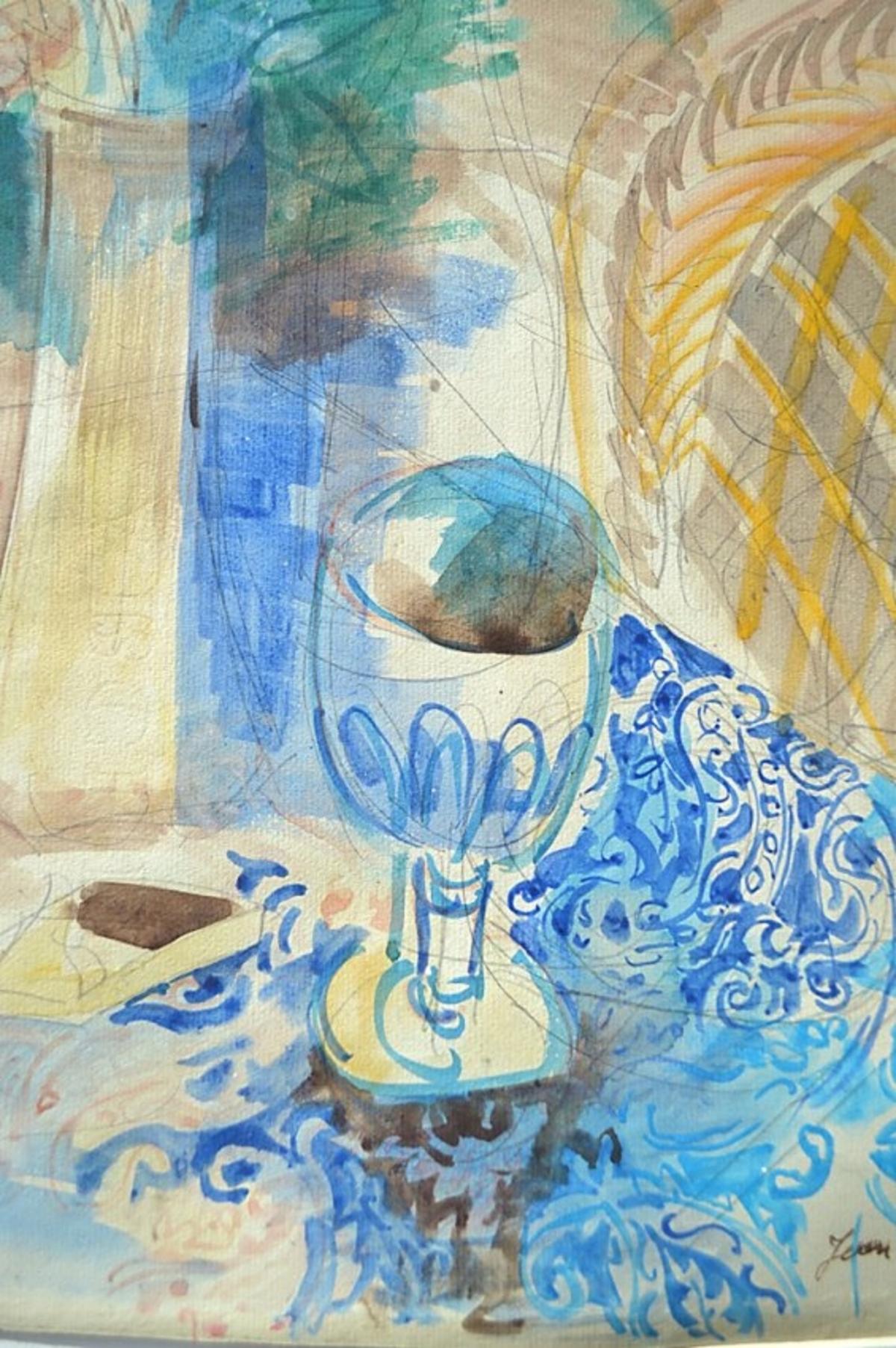 Jean Dufy, still life, watercolor/pencil (French, 1888-1964)
Still life, flowers in a vase
signed Jean Dufy, lower right
watercolor and pencil on paper
Size: 23 1/2 by 17 1/2 in. (68.7 x 43.7 cm.);
Overall 35 by 29 in.

Provenance: Purchased