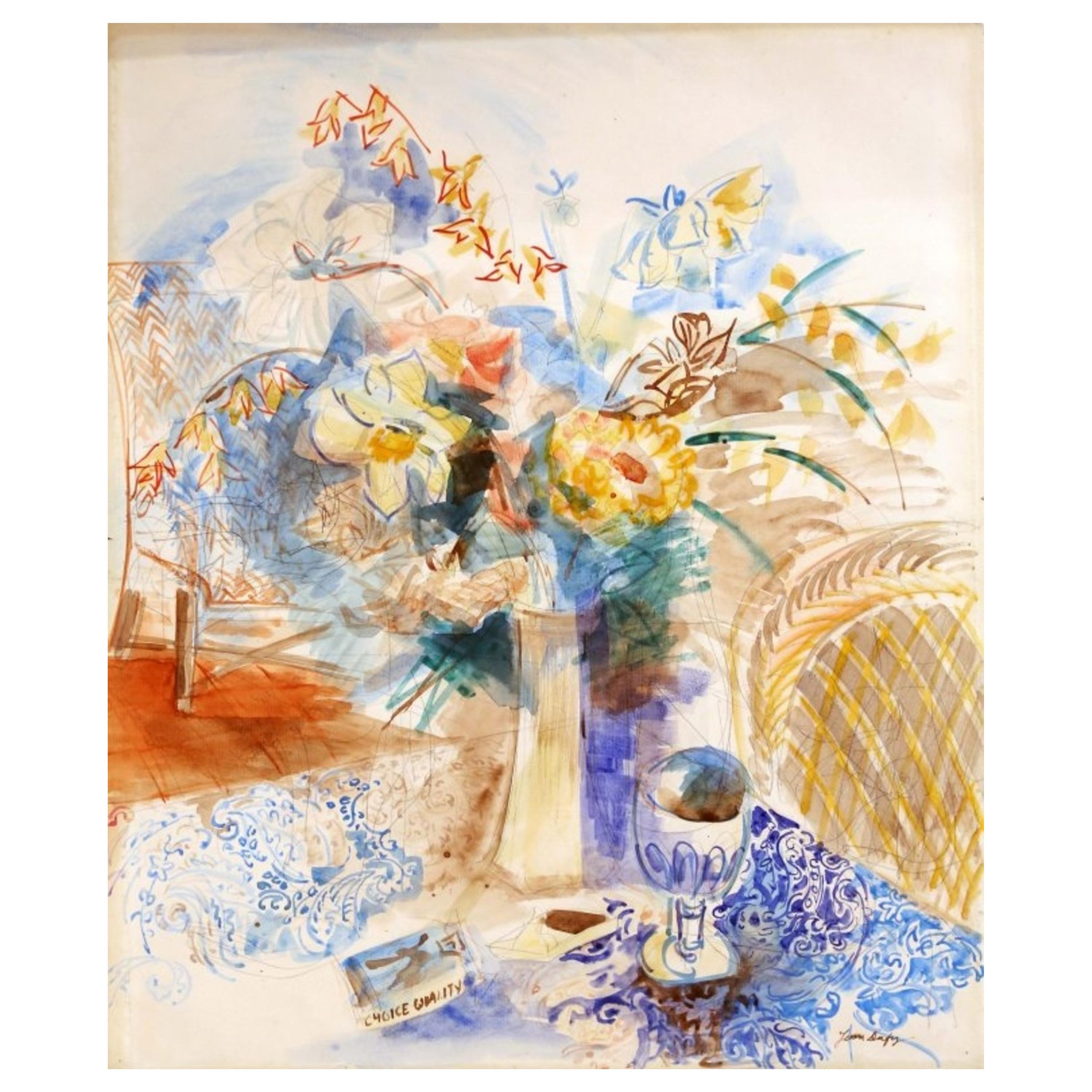 Jean Dufy, Still Life, Watercolor/Pencil