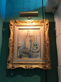 Jean Dufy Watercolor Still Life Estate Stamp Contemporary Art Painting Antiques